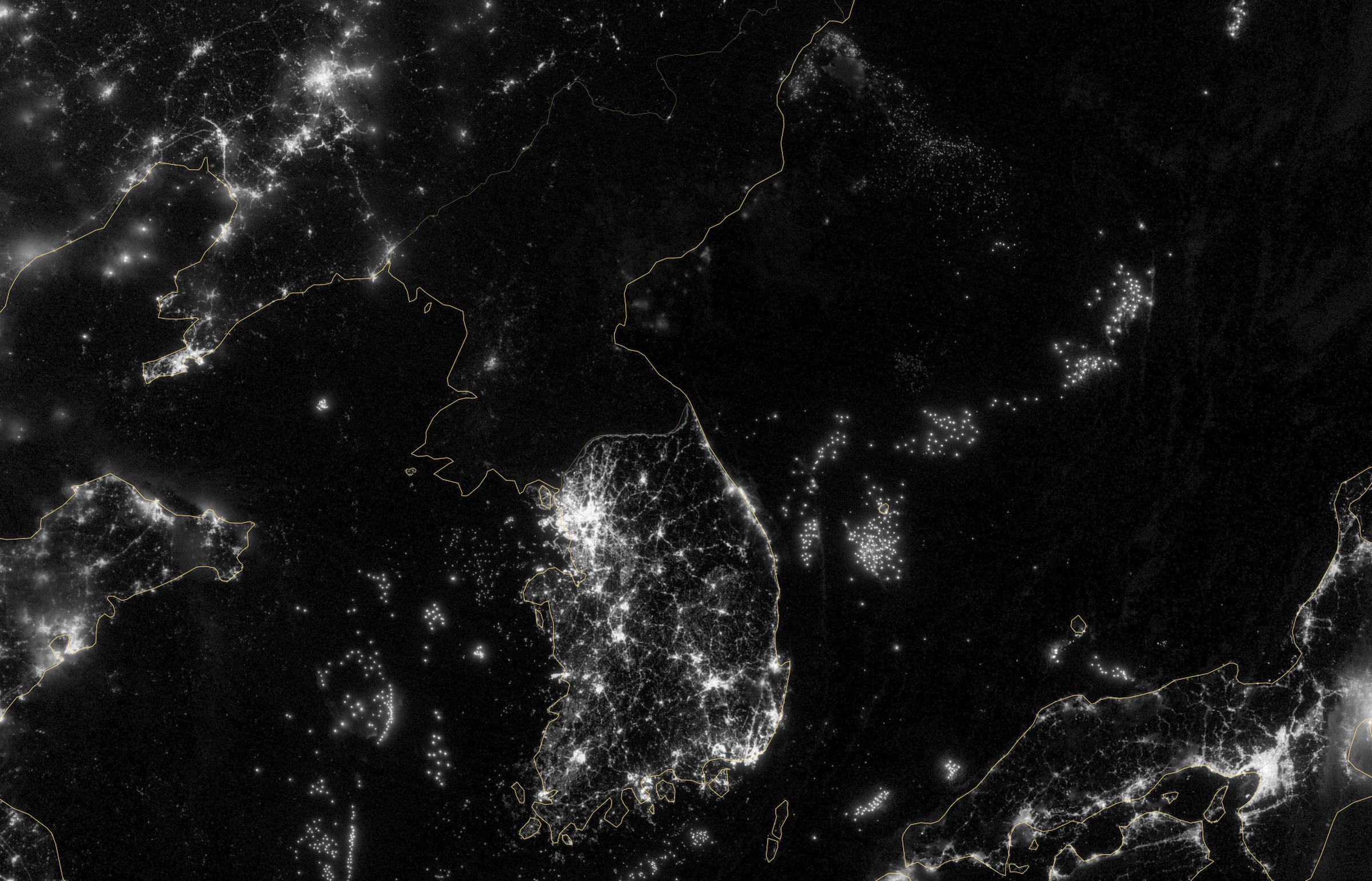 north korea night satellite (NASA)