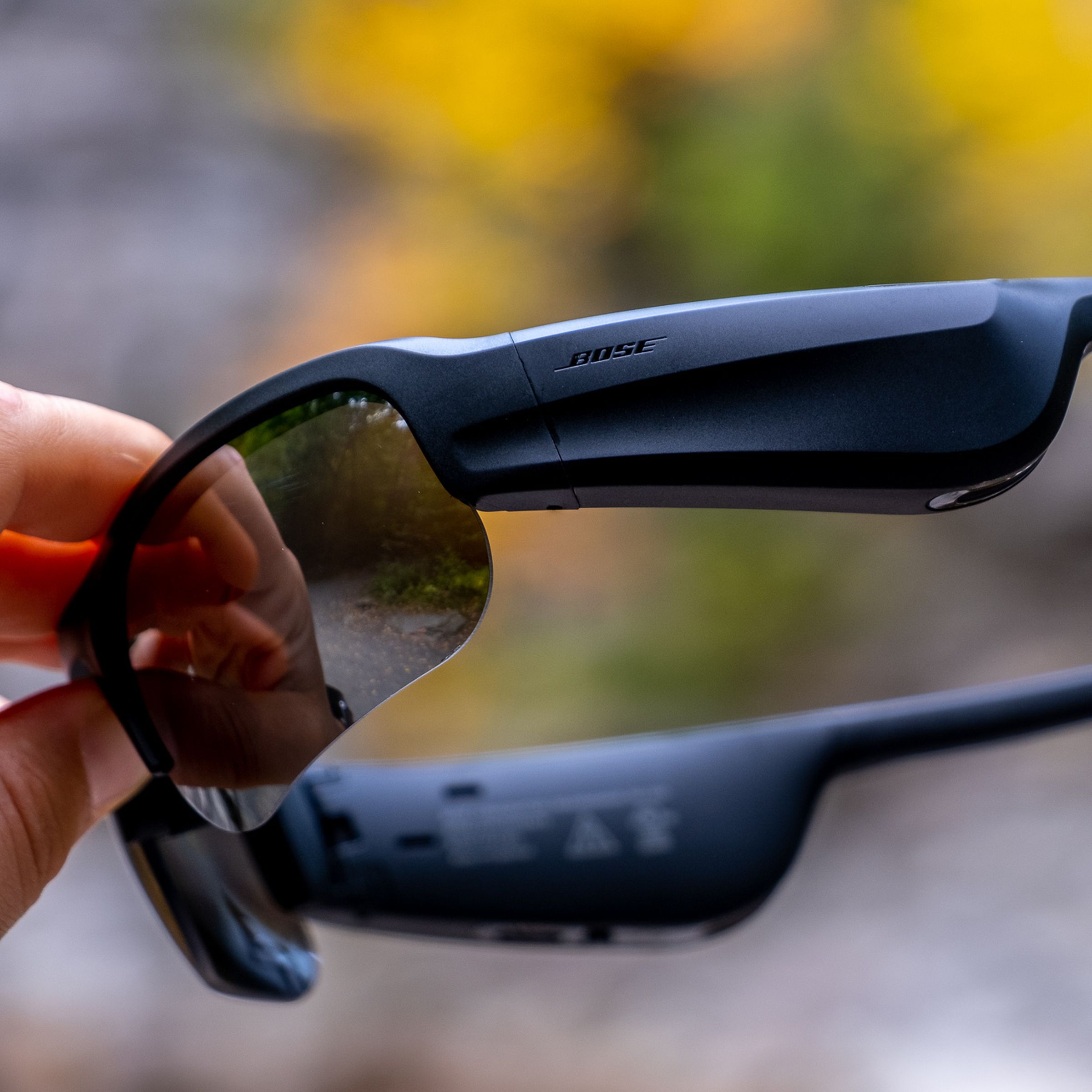 A close-up image of Bose’s Frames Tempo audio sunglasses.