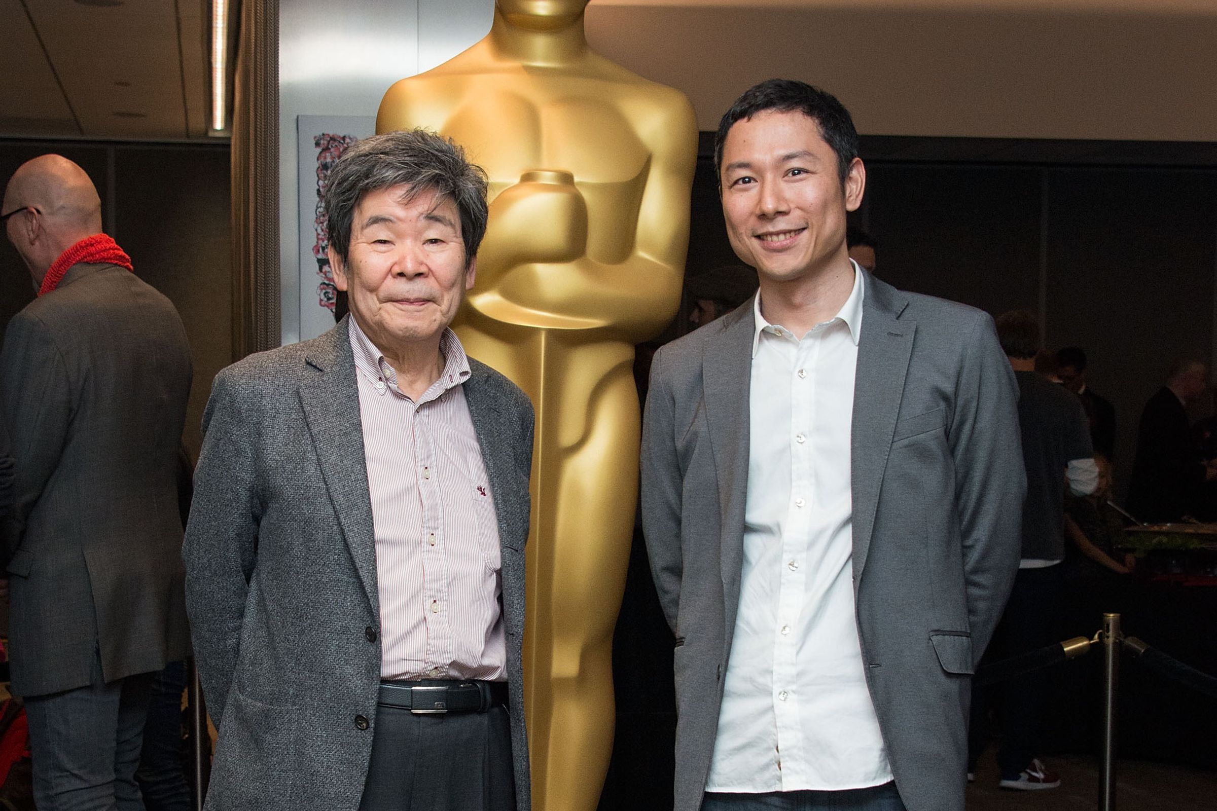 Isao Takahata (L) and Yoshiaki Nishimura attend the 87th Annual Academy Awards Oscar Week Celebrates Animated Features at Samuel Goldwyn Theater on February 19, 2015 in Beverly Hills, California.