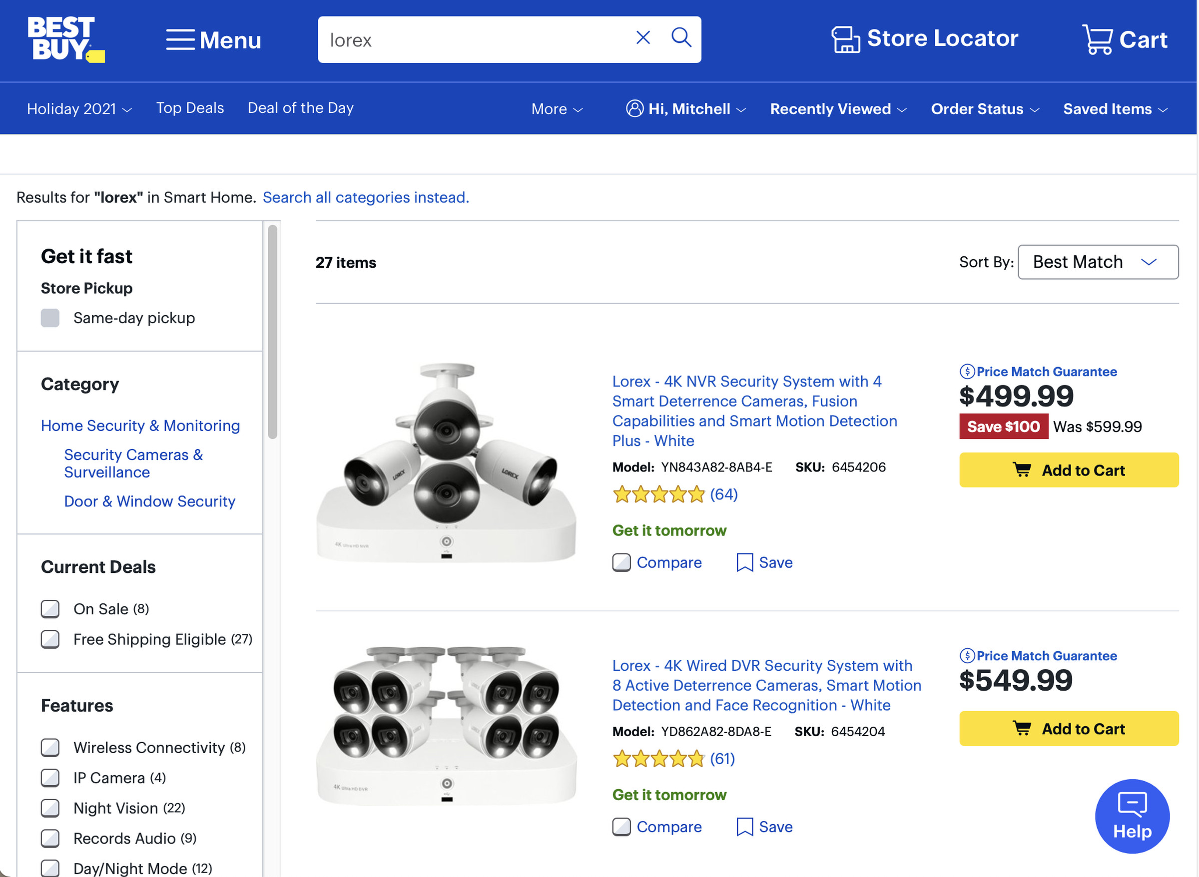 Best Buy’s site still shows many Lorex products. (Screenshot taken on October 25th, at 1:40PM ET.) 