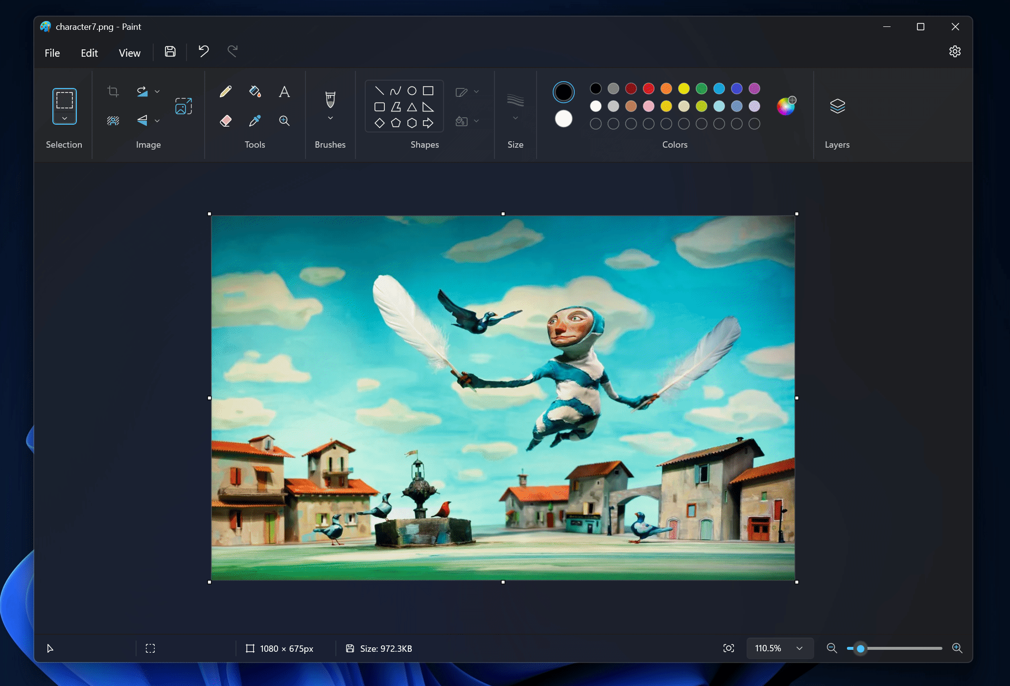 The new transparency and layers support in Microsoft Paint.