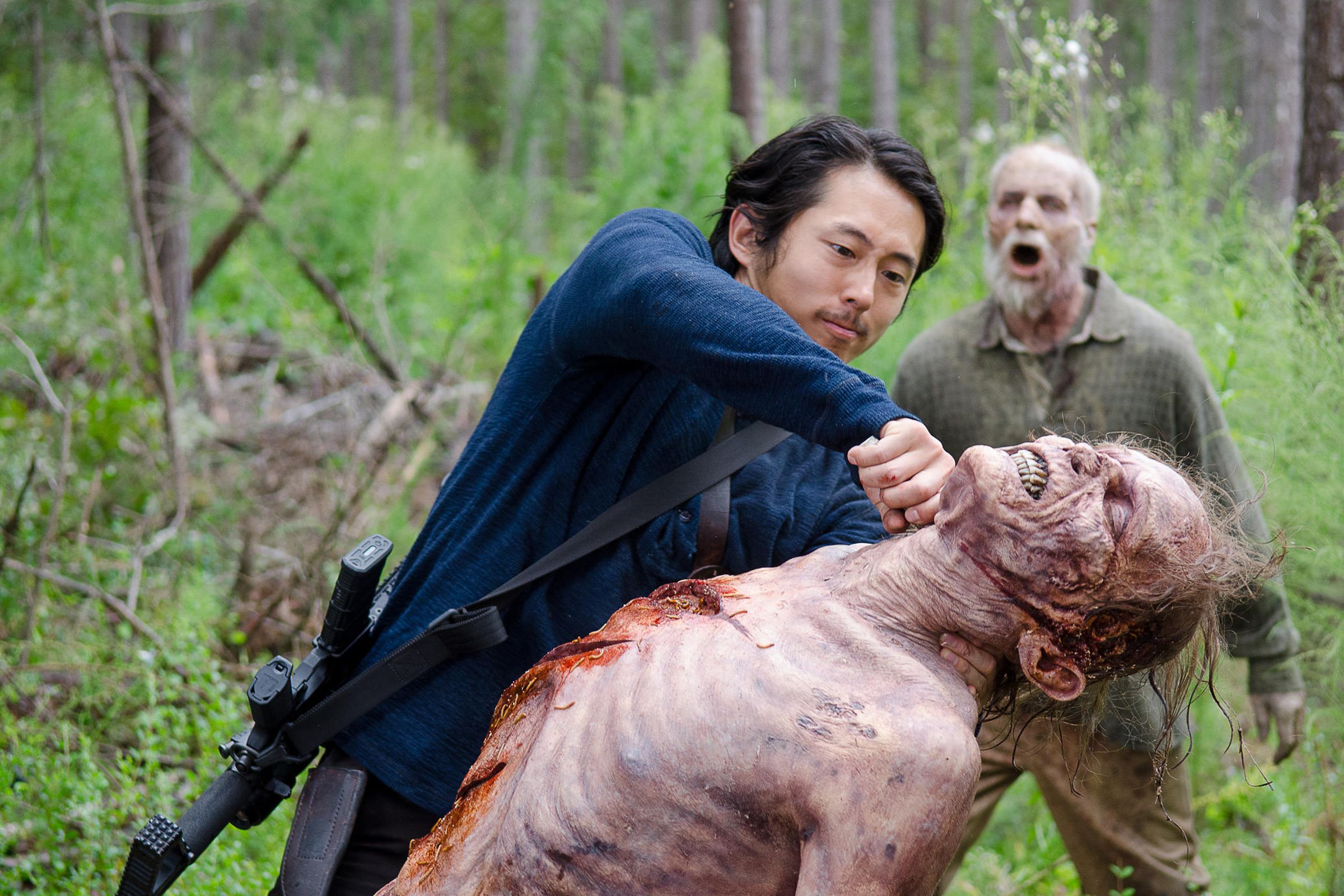 Steven Yeun as Glenn on The Walking Dead.