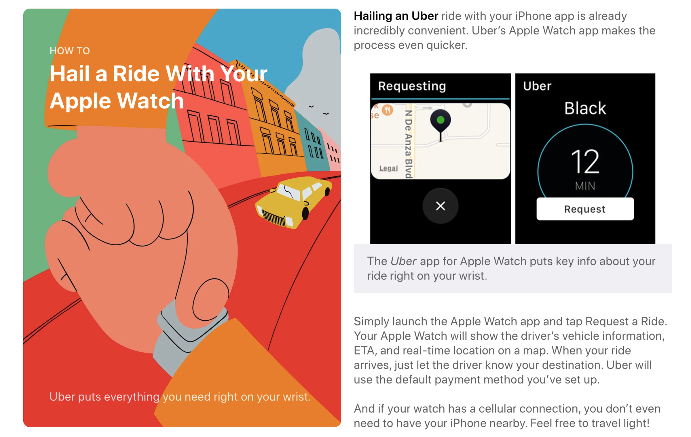 Apple has previously highlighted Uber for the Apple Watch.
