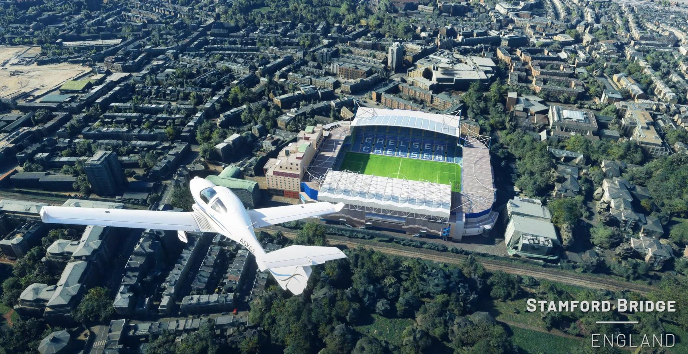 Chelsea Football Club in Microsoft Flight Simulator.