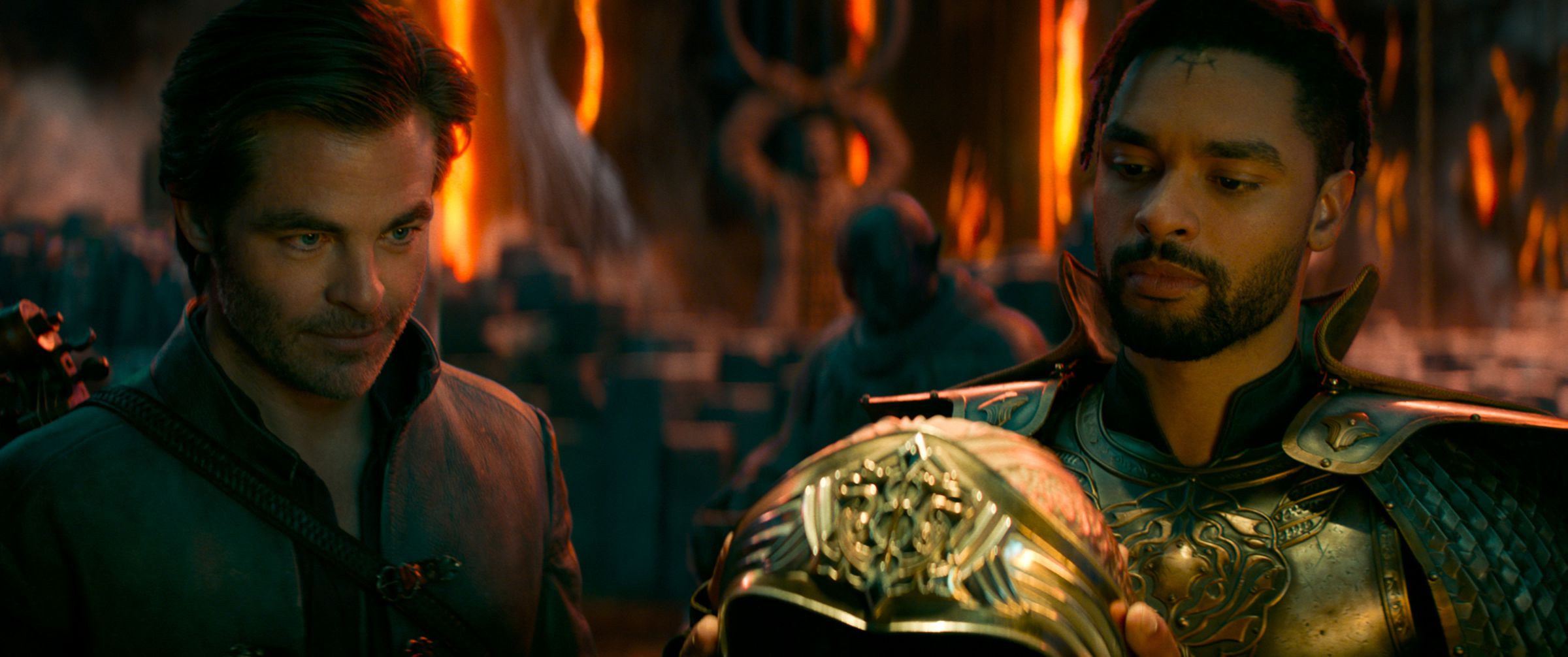Chris Pine as Edgin Darvis and Regé-Jean Page as Xenk Yendar in Paramount’s Dungeons &amp; Dragons: Honor Among Thieves
