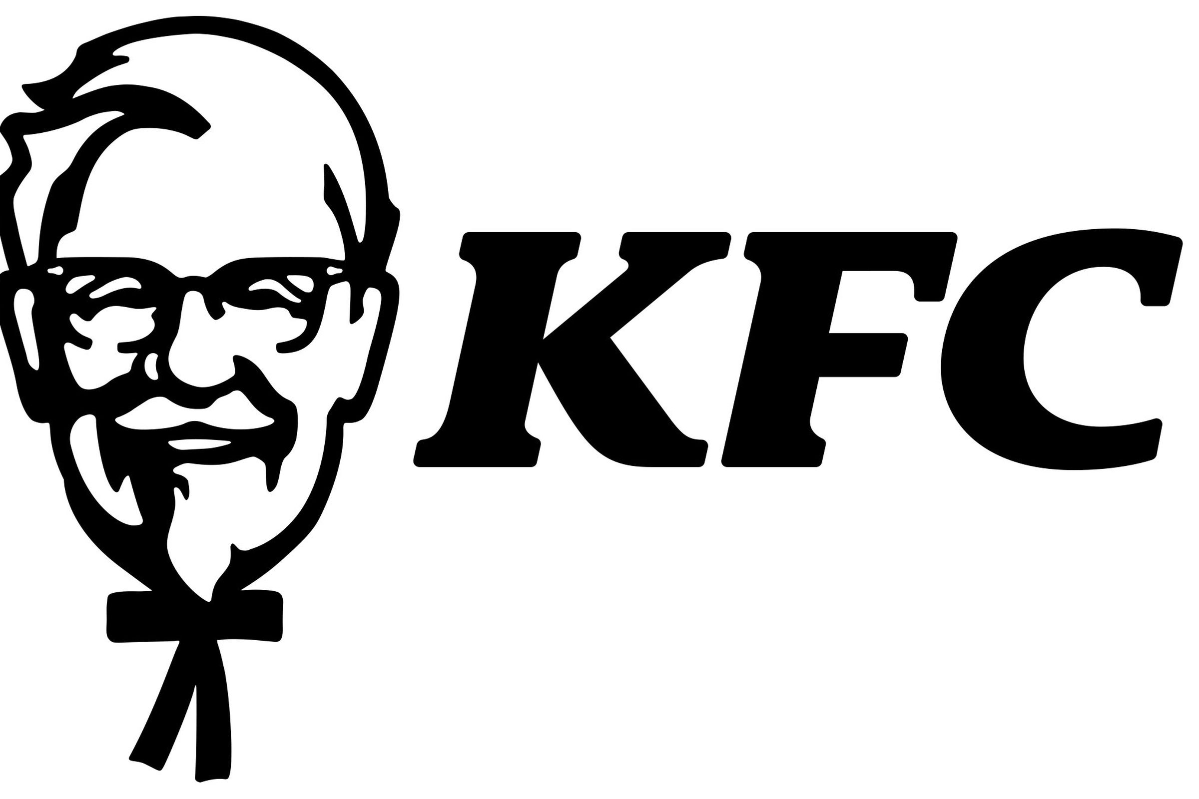 A black KFC logo on a white background