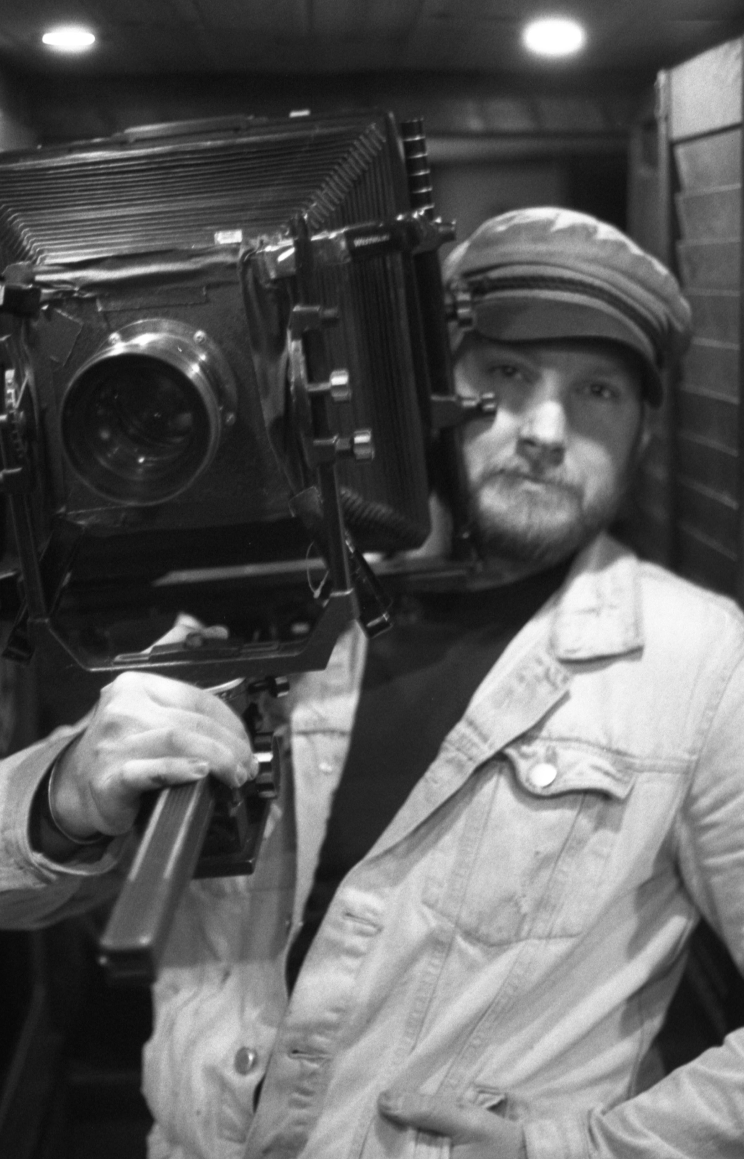 Brown with the main camera he uses to take tintypes — taken with 35mm film.