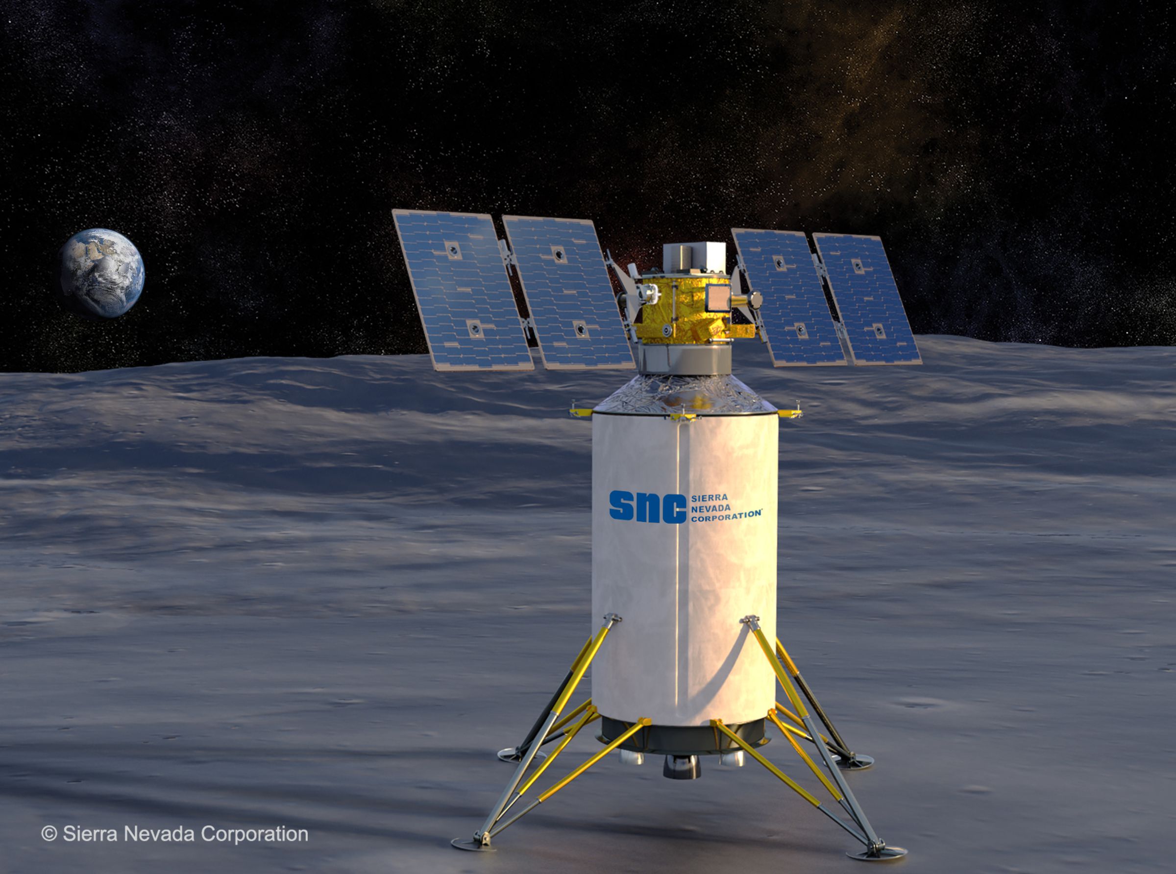 An artistic rendering of Sierra Nevada Corporation’s lander