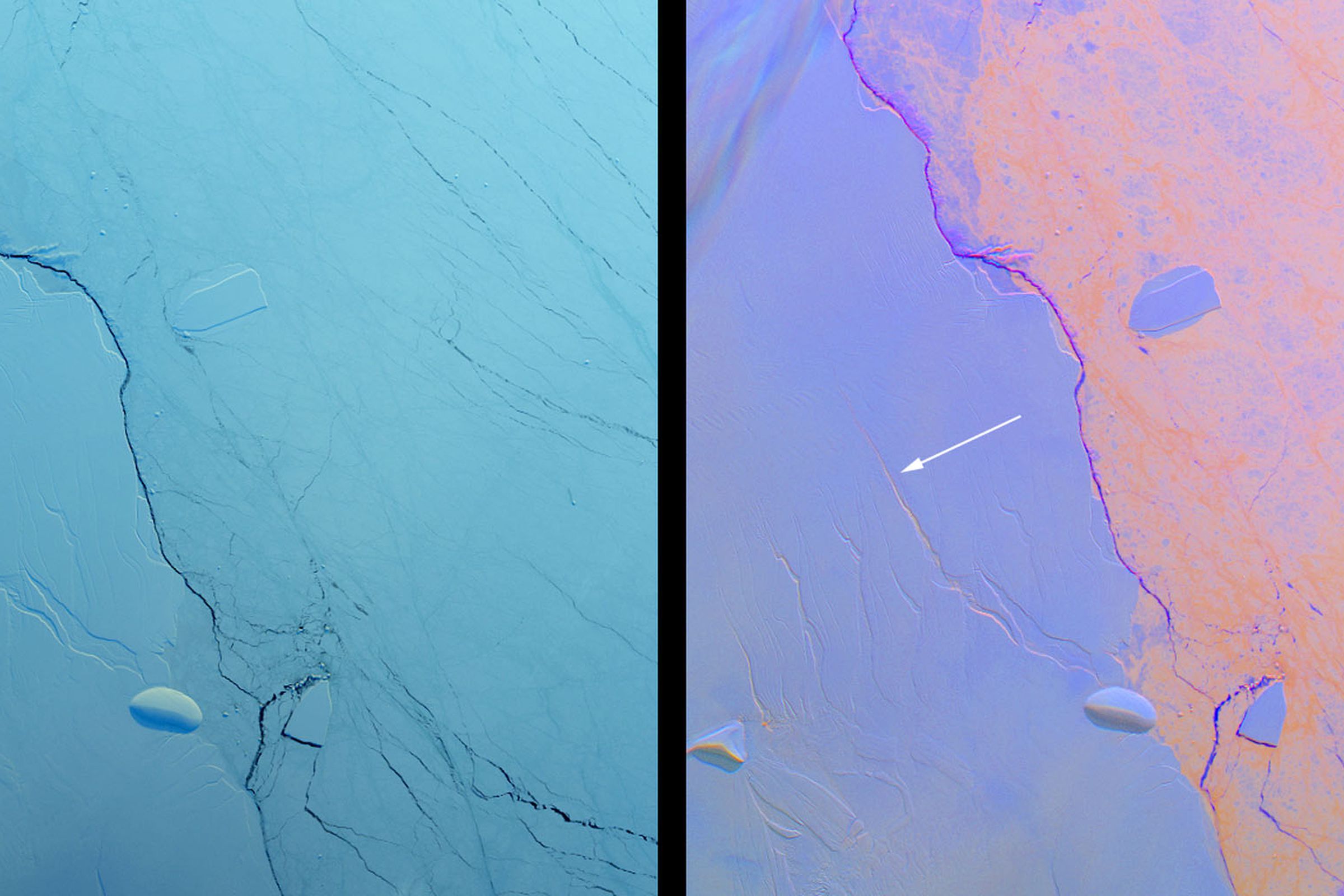 A large crack seen in the Larsen C shelf photographed in August 2016.