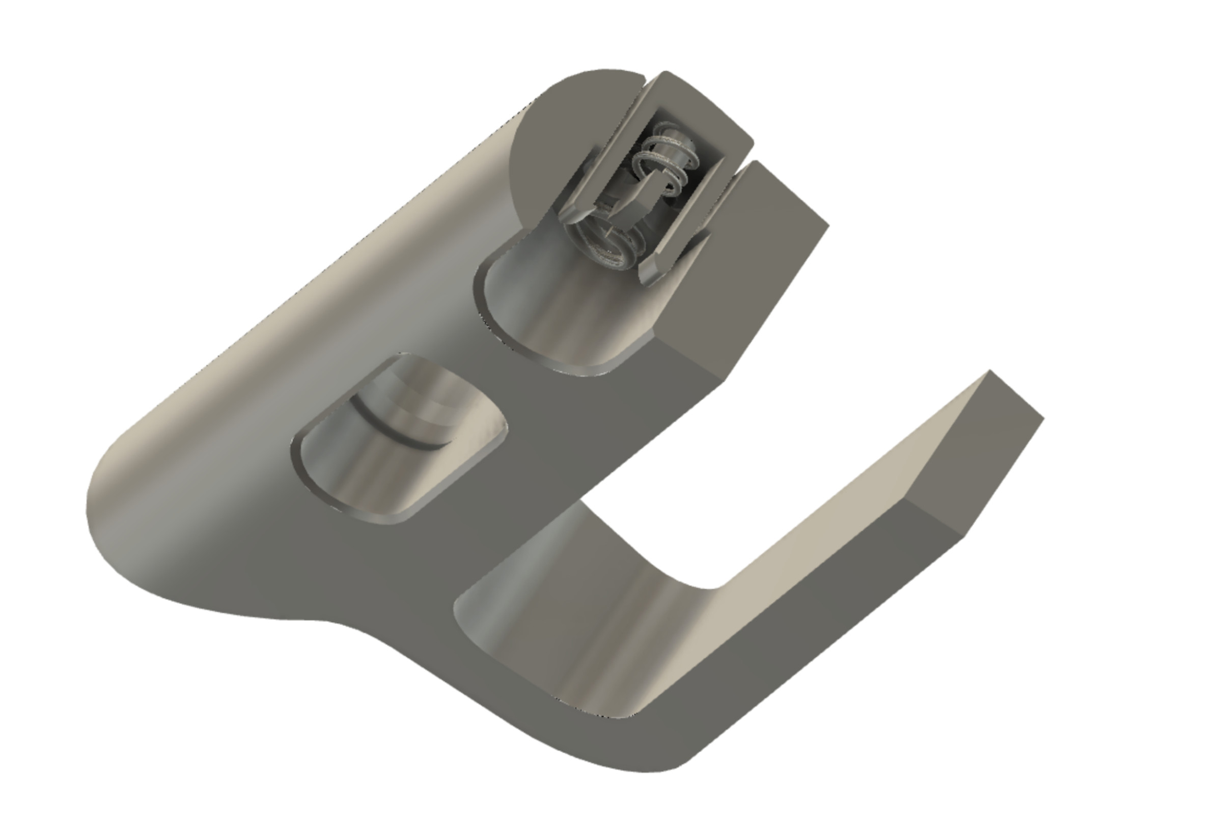 A cross-sectional rendering of the machined tooth inside an Apple Watch band. Little springs, big business.