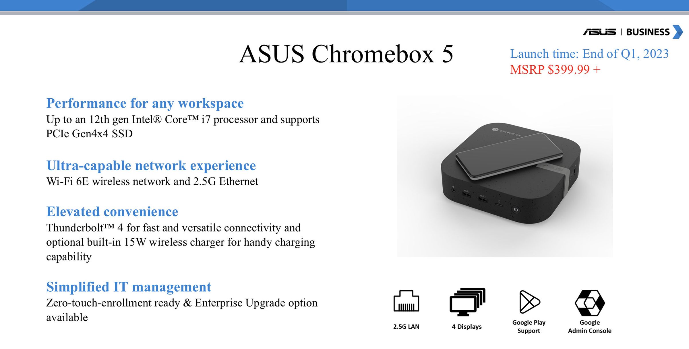 The Asus Chromebox 5 will start at $400.