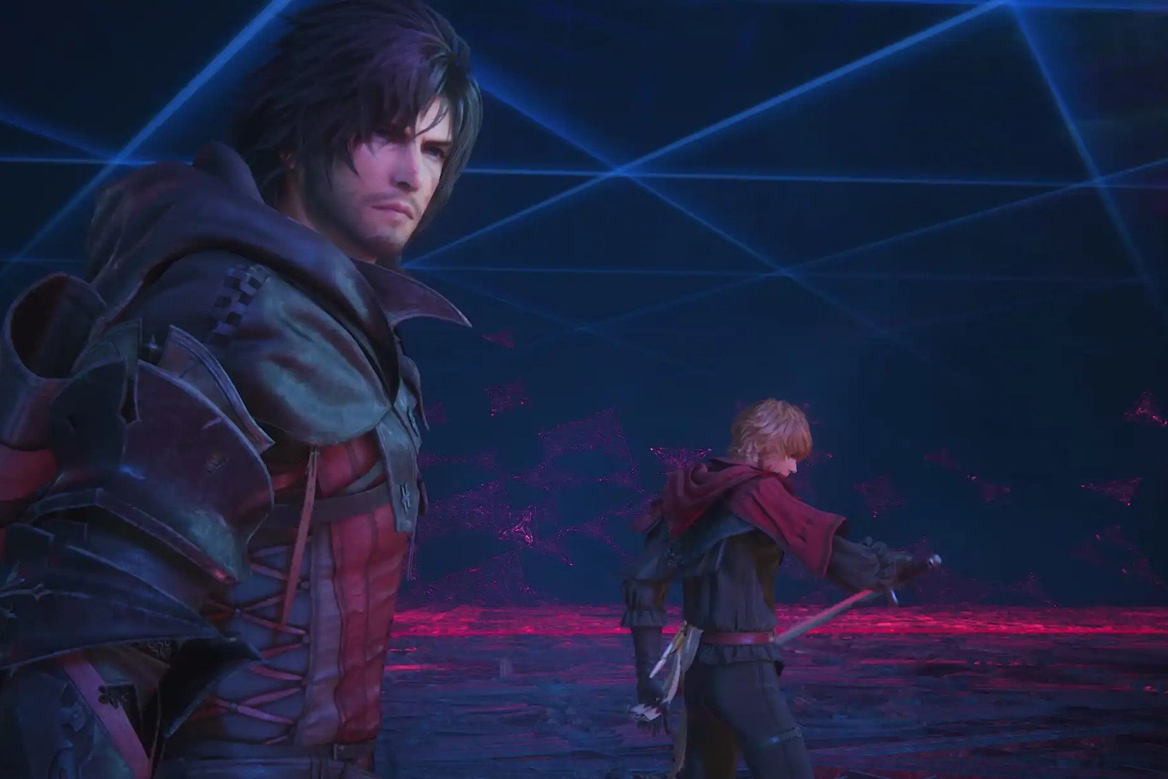 Screenshot from Final Fantasy XVI DLC featuring the main characters Clive and his brother Joshua