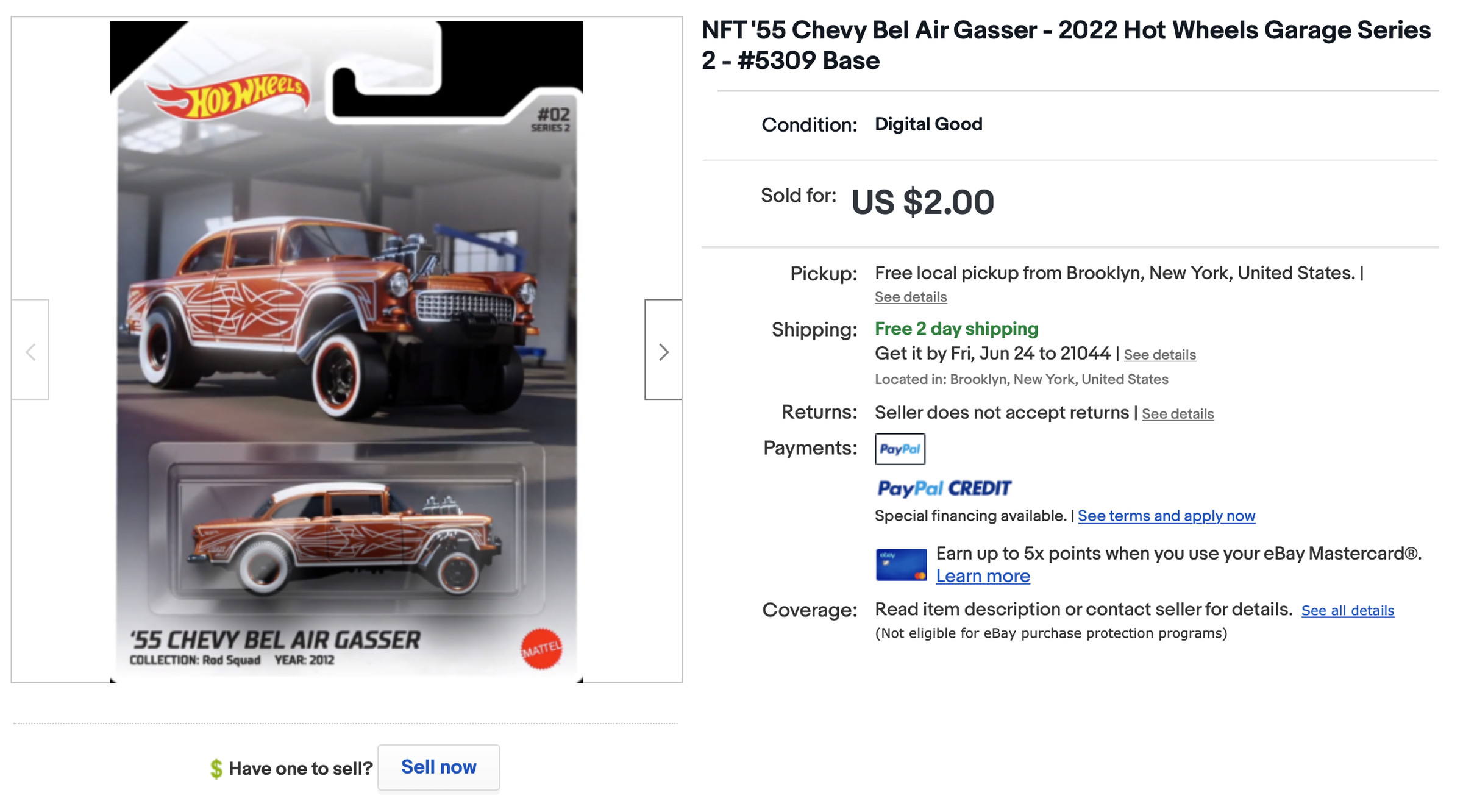 NFTs like this currently look like a regular eBay listing, and the seller has to explain in the body what digital wallet you need to buy it.