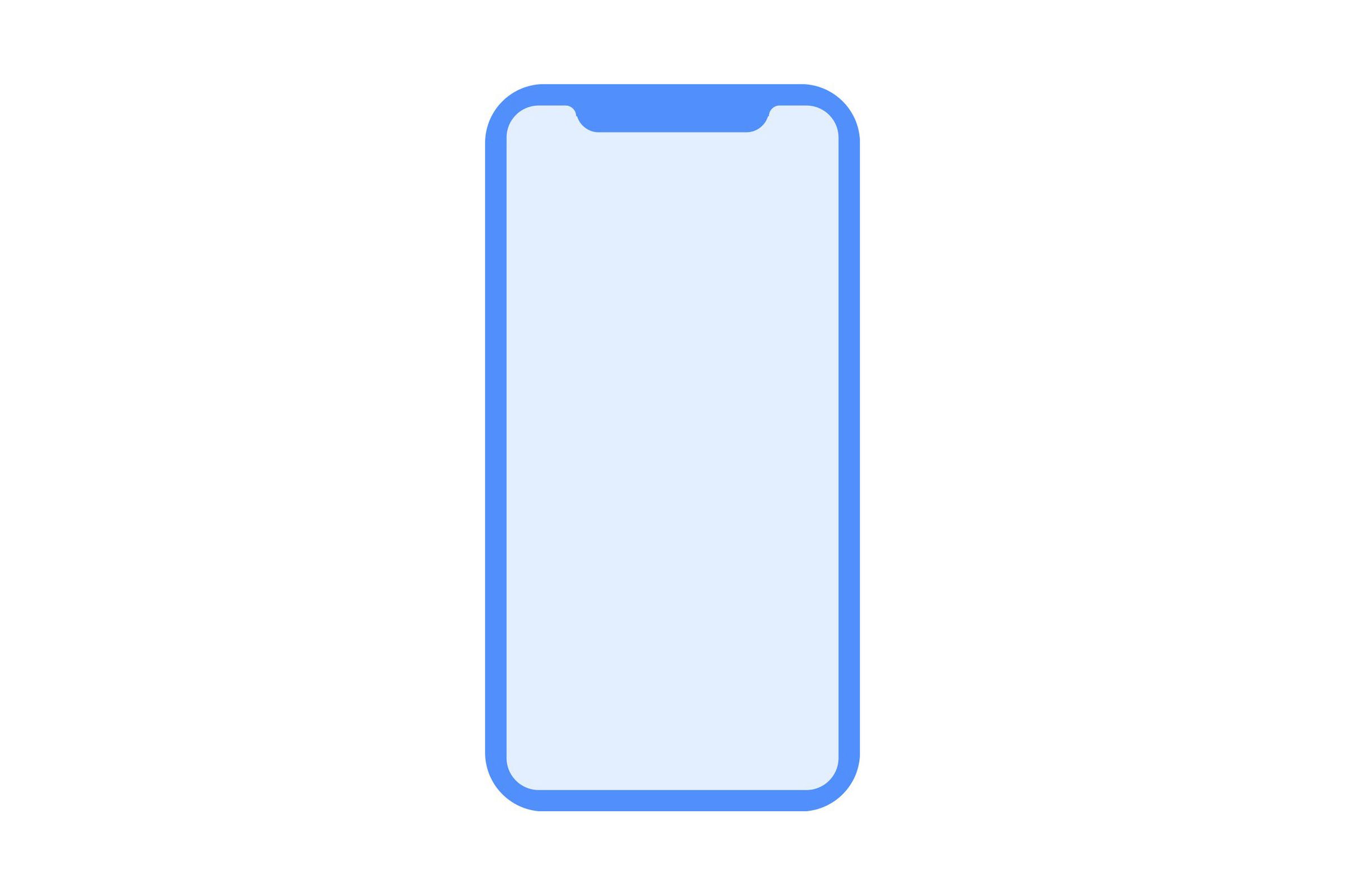 A leaked icon reportedly showing the iPhone 8’s display, with no home button and a “notch” at the top of the device. 