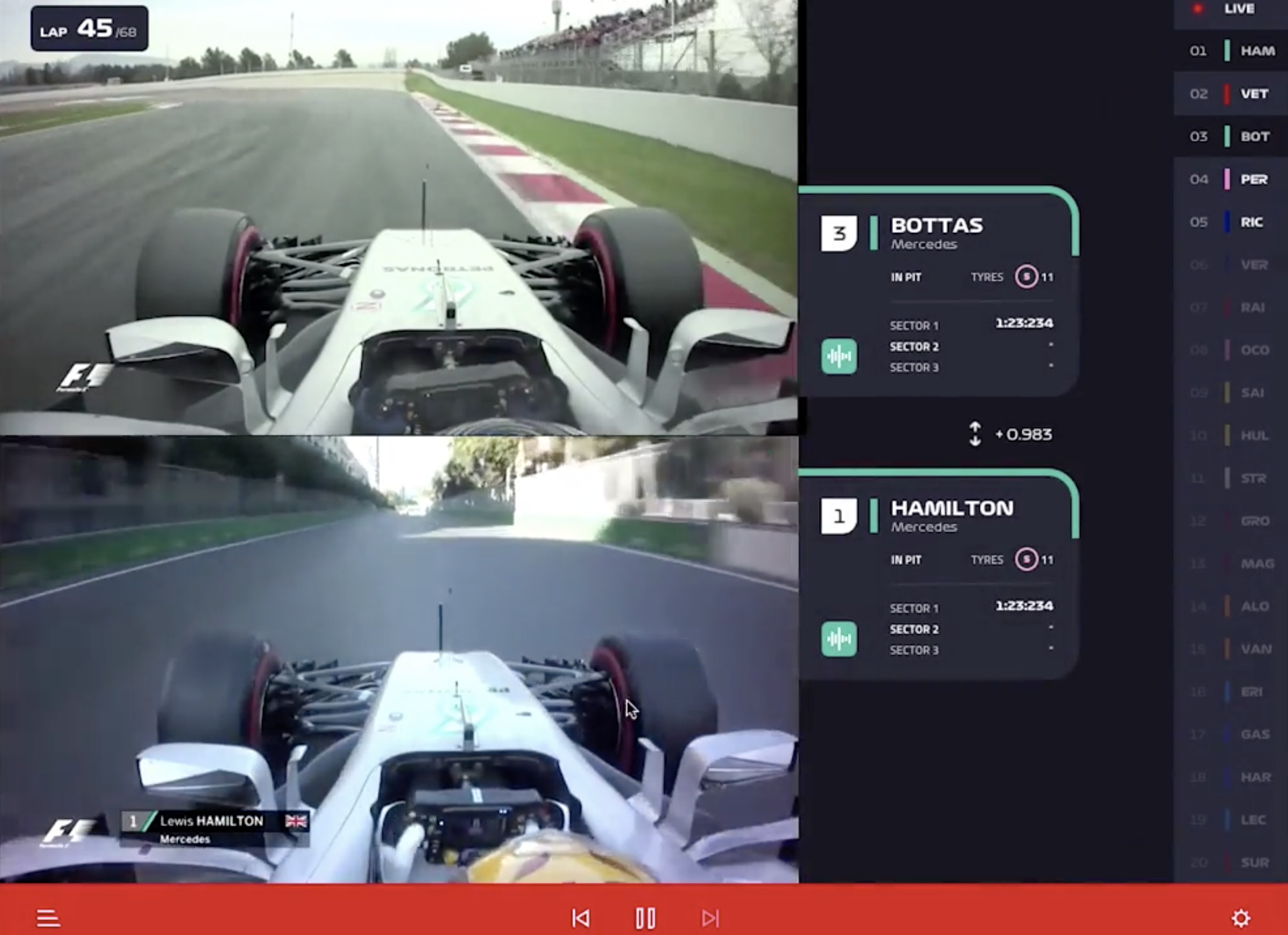 A screenshot of what F1 TV Pro will look like, according to the Formula One press release. 