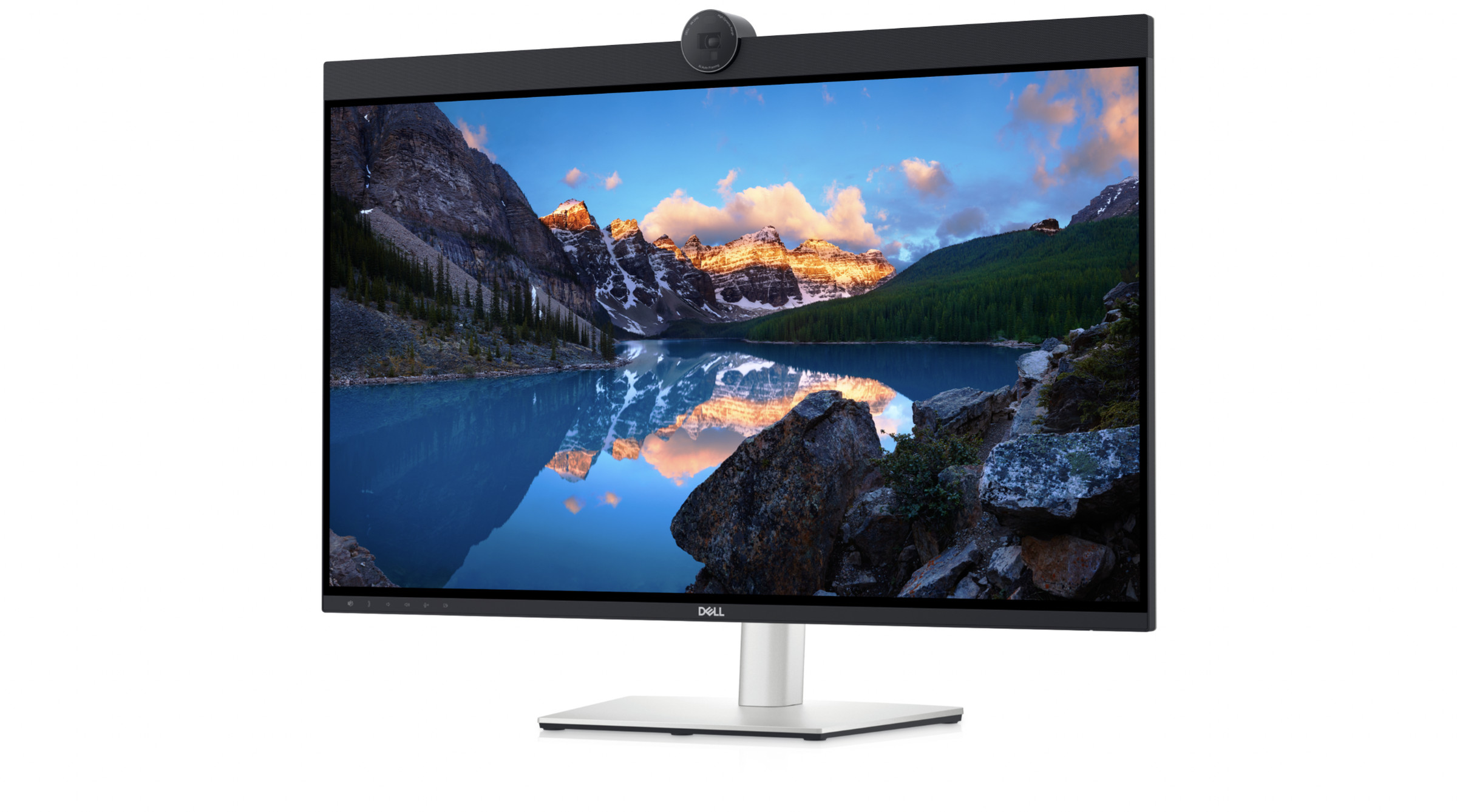 The monitor comes with a 4K Sony Starvis webcam and two noise-canceling mics.