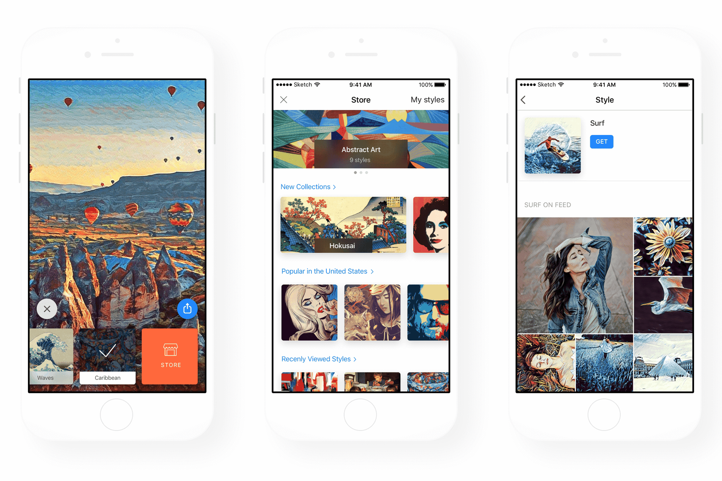 The new Prisma Store feature on the mobile app. 