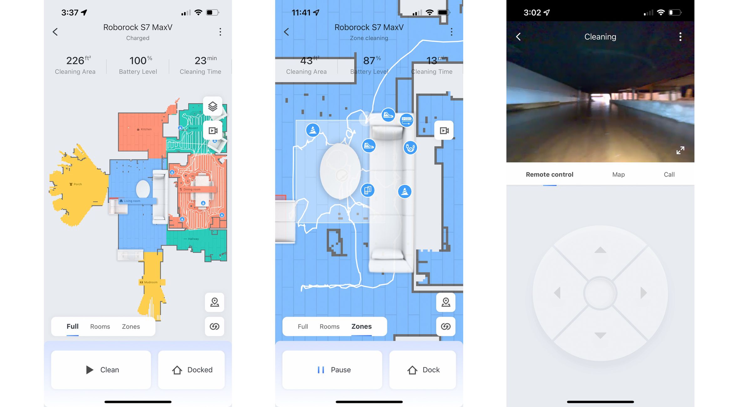 The Roborock app has many settings to dive into. It live tracks the vacuum on the map and after a clean icons show what obstacles it encountered. You can also view live video through the robot.