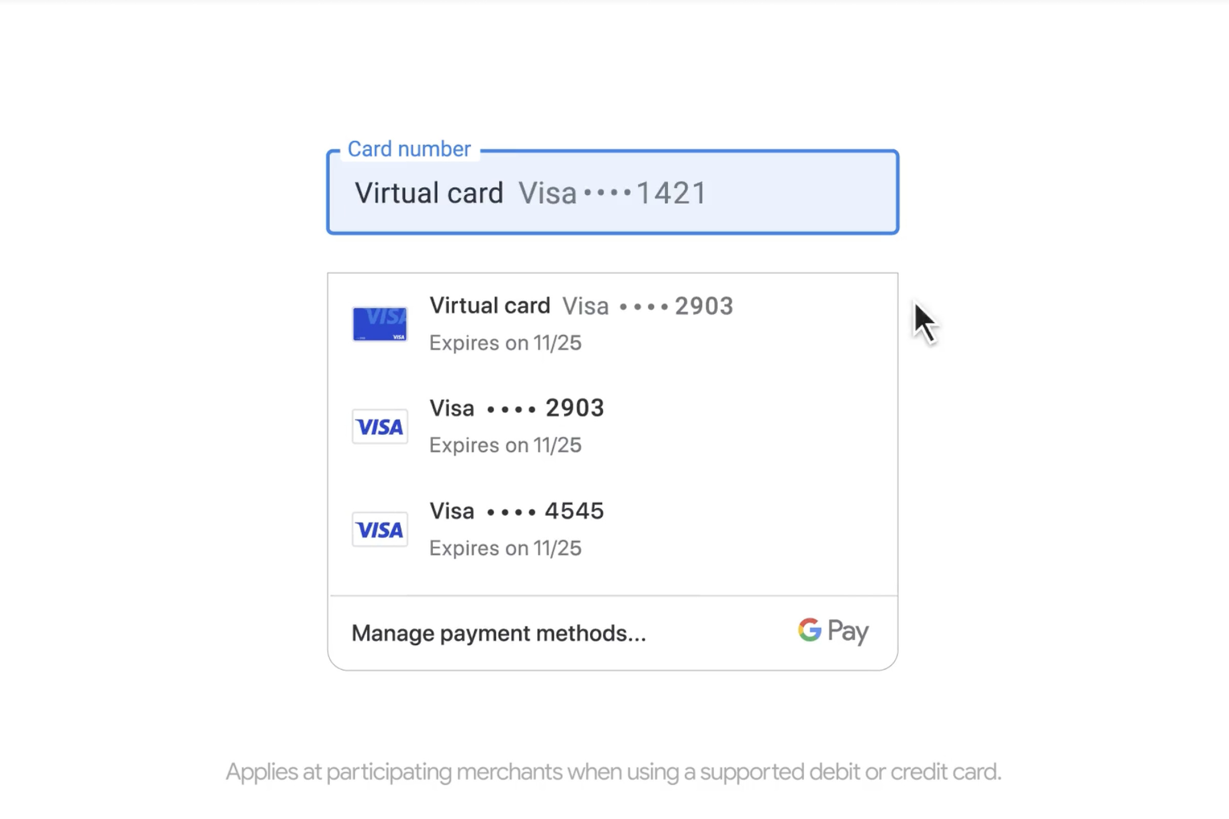 Virtual cards are part of Chrome’s autofill system.