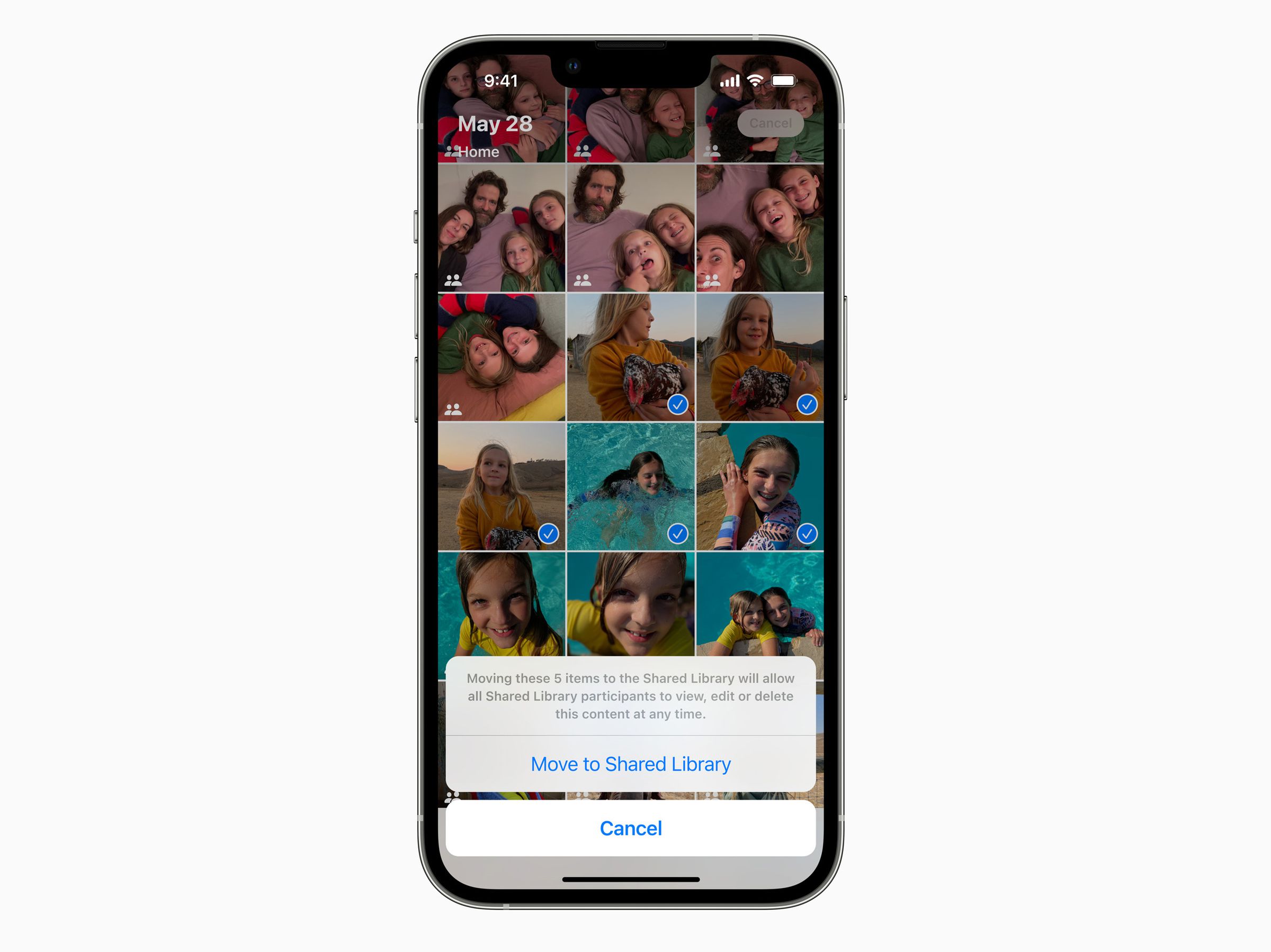 In iOS 16, users can sync photos across accounts in shared iCloud image libraries.