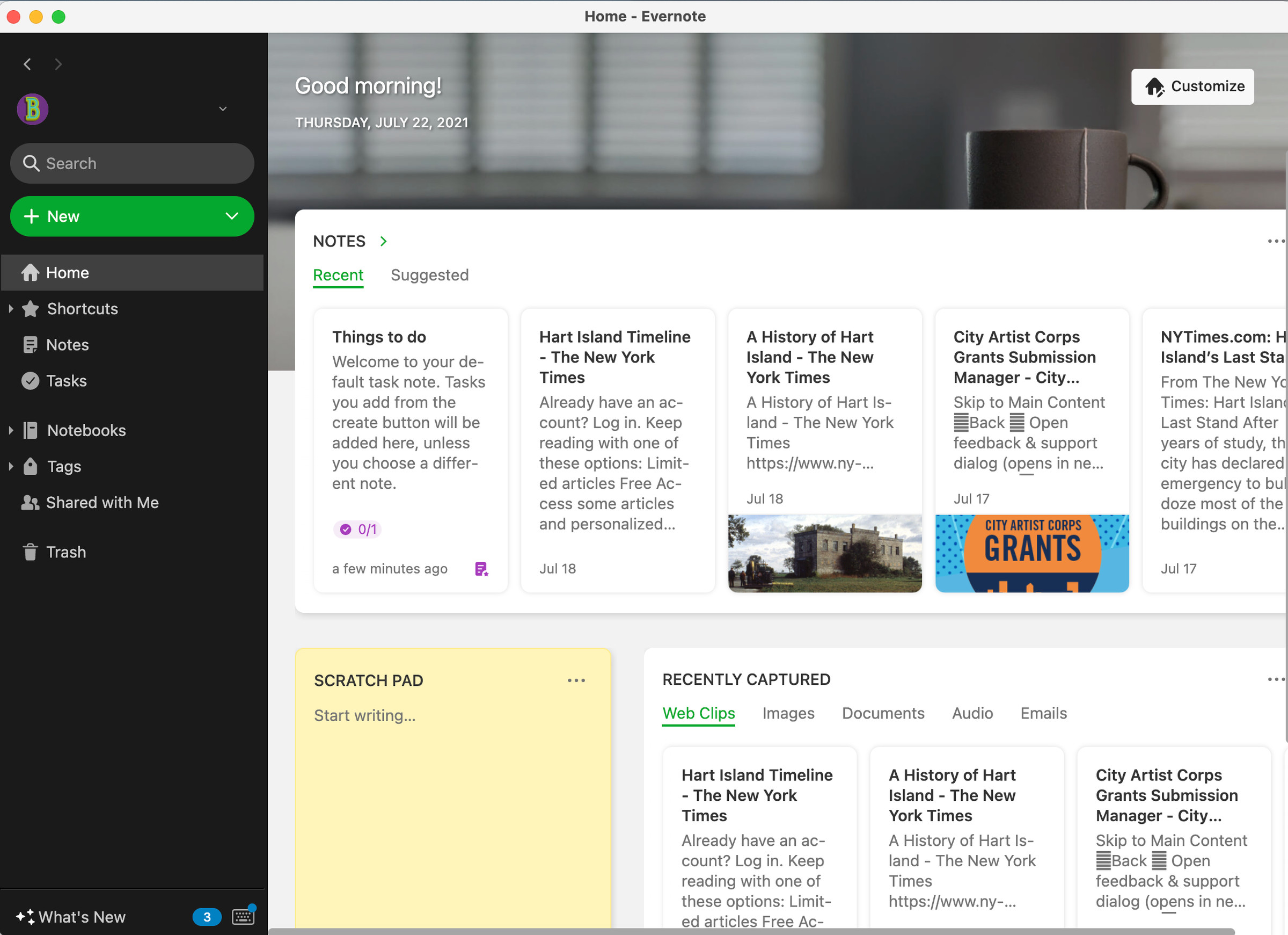 Evernote’s new homepage is well-designed and useful.