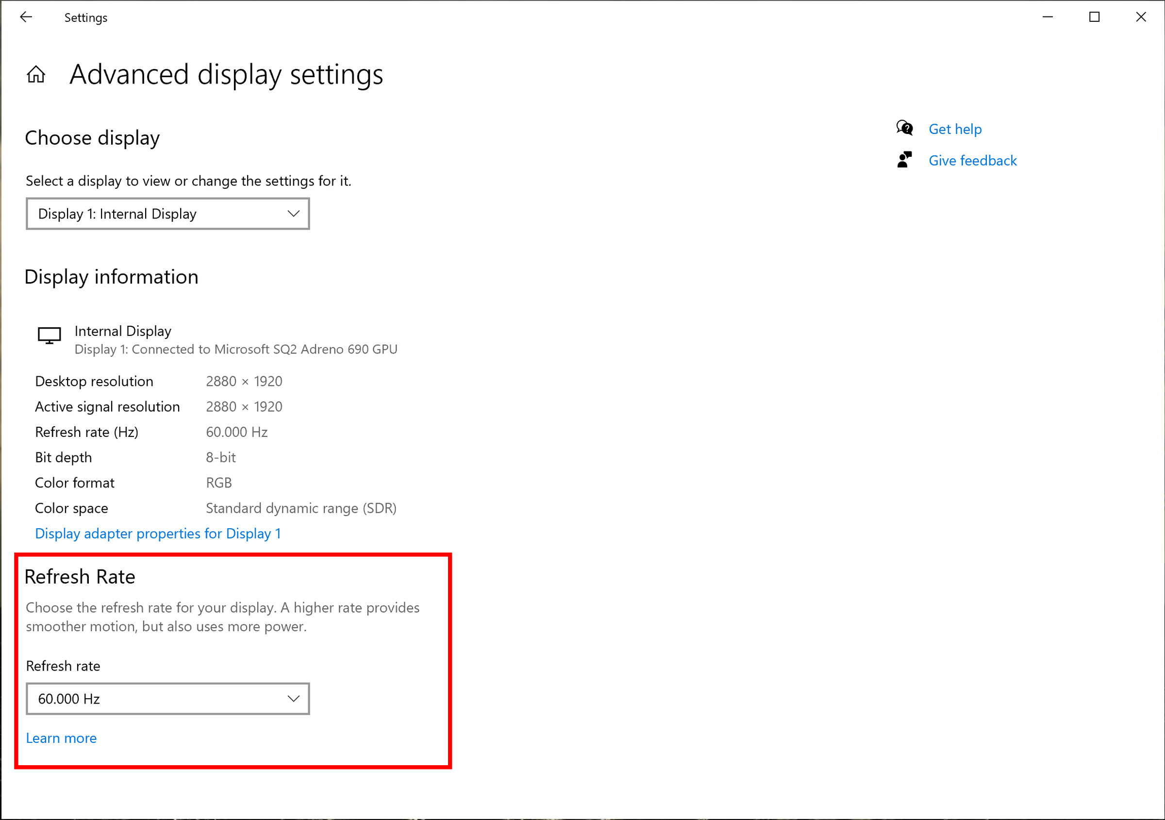 New monitor refresh rate setting.﻿