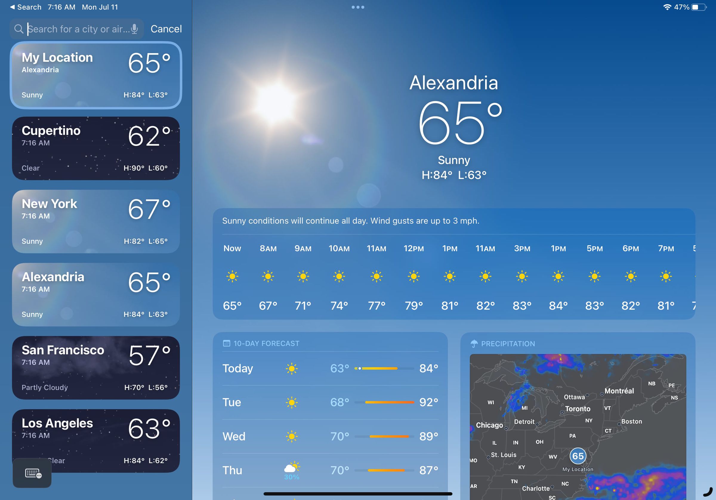 Look! A weather app on the iPad!