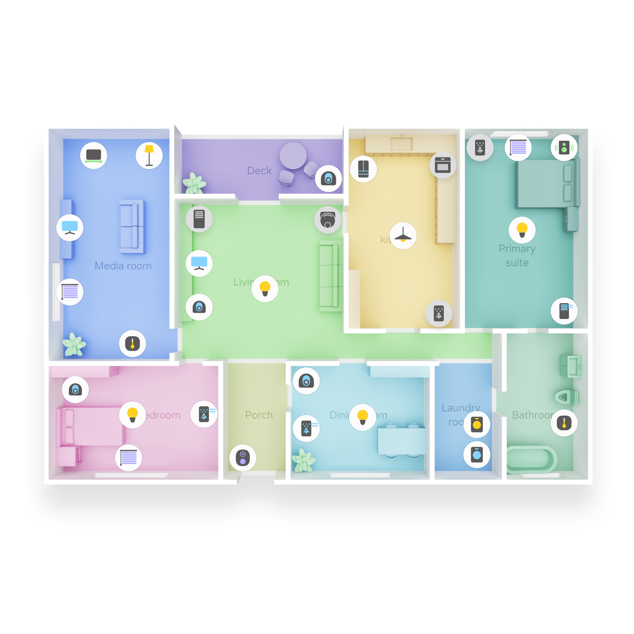 SmartThings’ Map View gives you an interactive 3D layout of your home and allows you to control connected devices.
