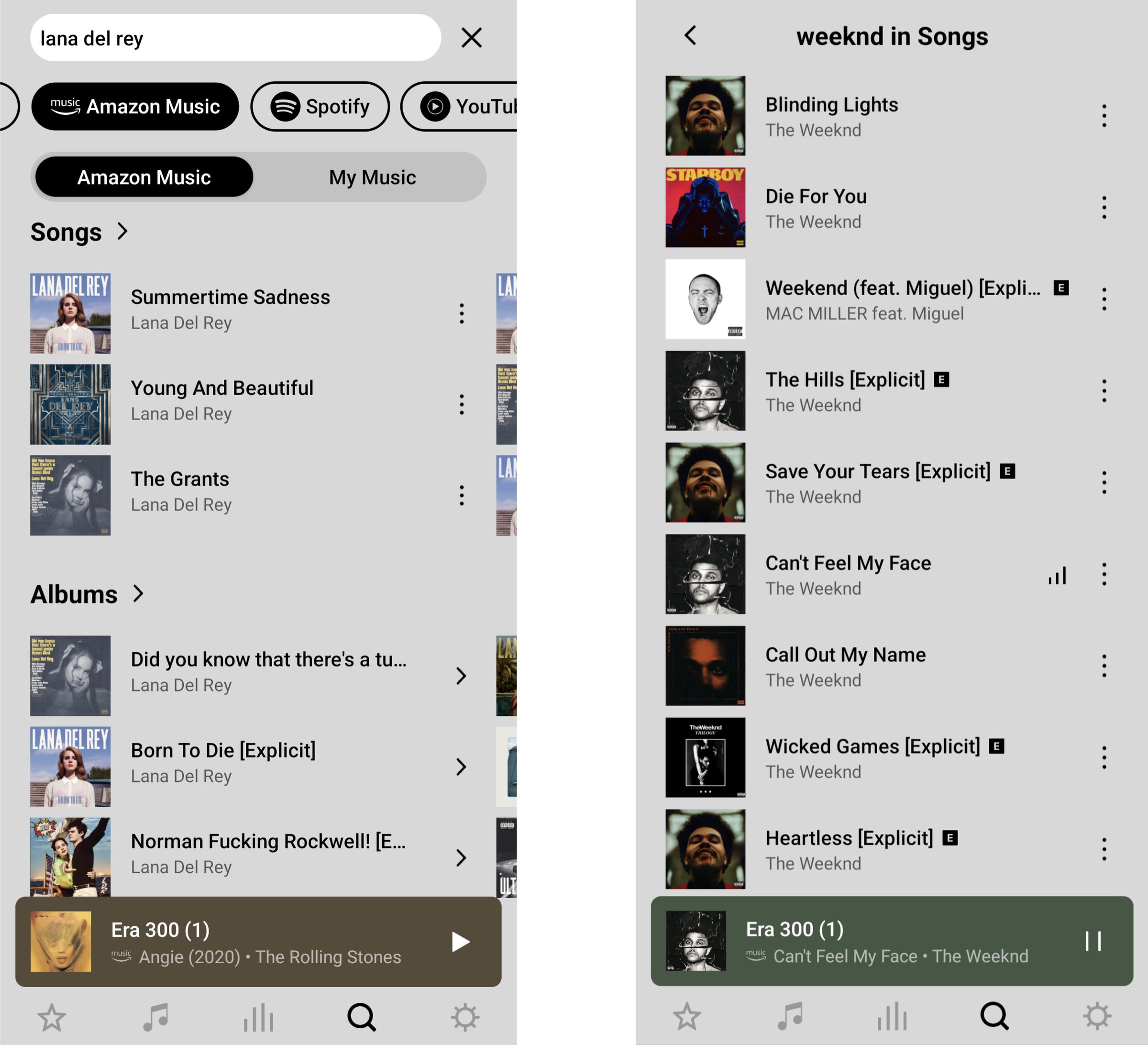 A screenshot of search in the Sonos app.