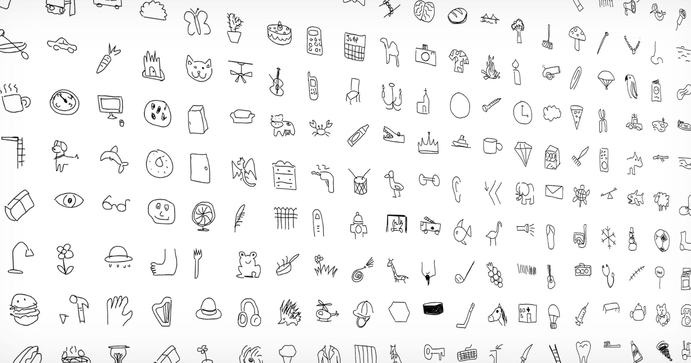 Some doodles from the Quick, Draw! dataset, which includes 50 million total sketches. 