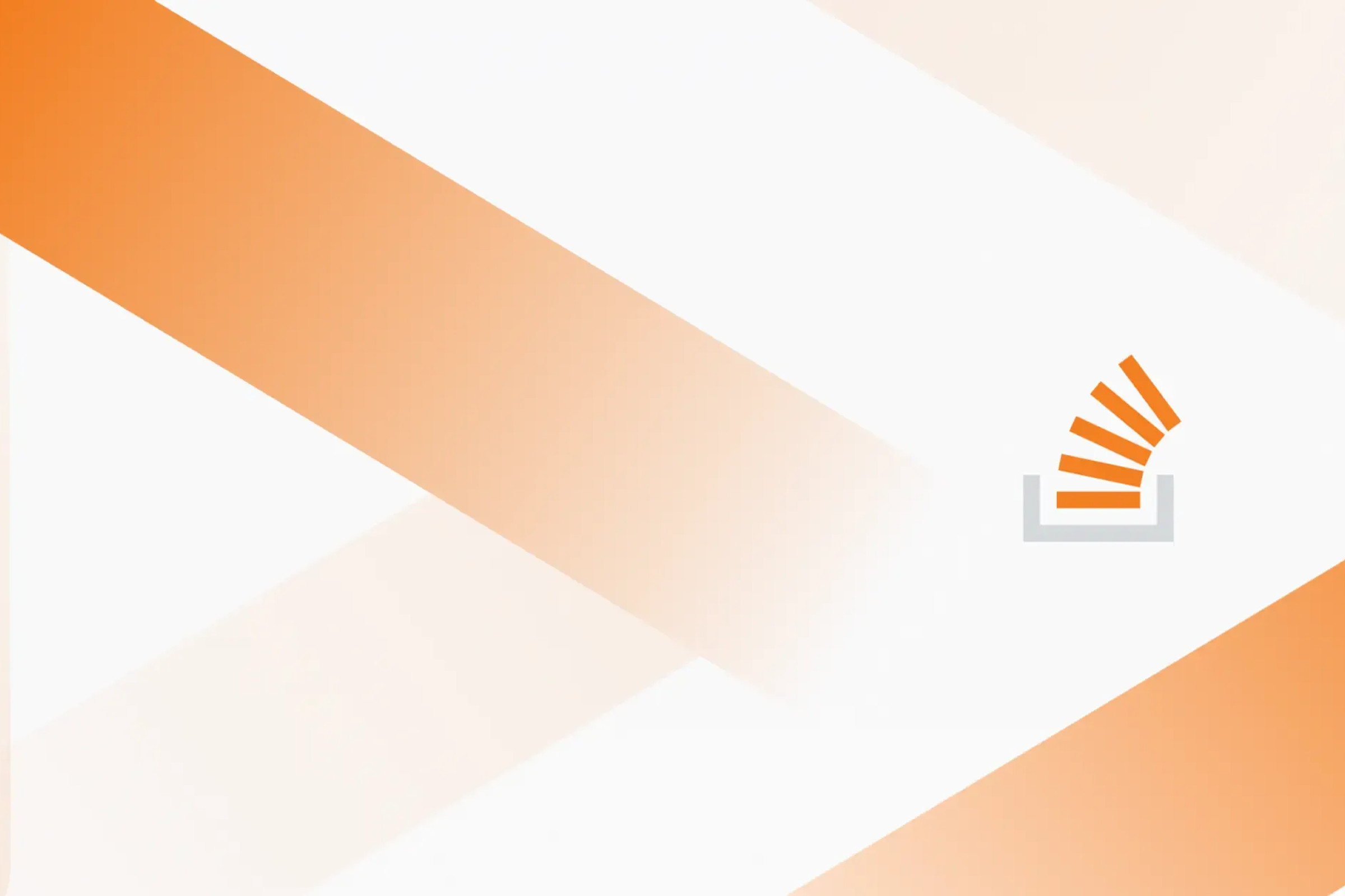 A Stack Overflow graphic with the company’s logo and large bars colored in with orange gradients cutting diagonally across it.