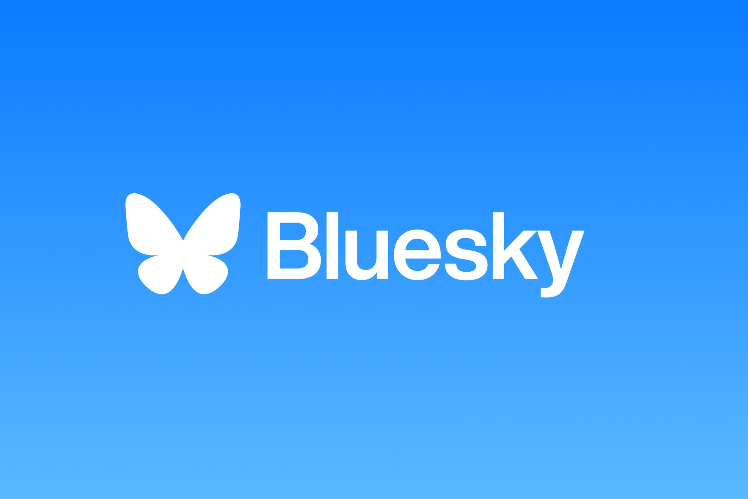 An image showing the Bluesky logo on a gradient blue background
