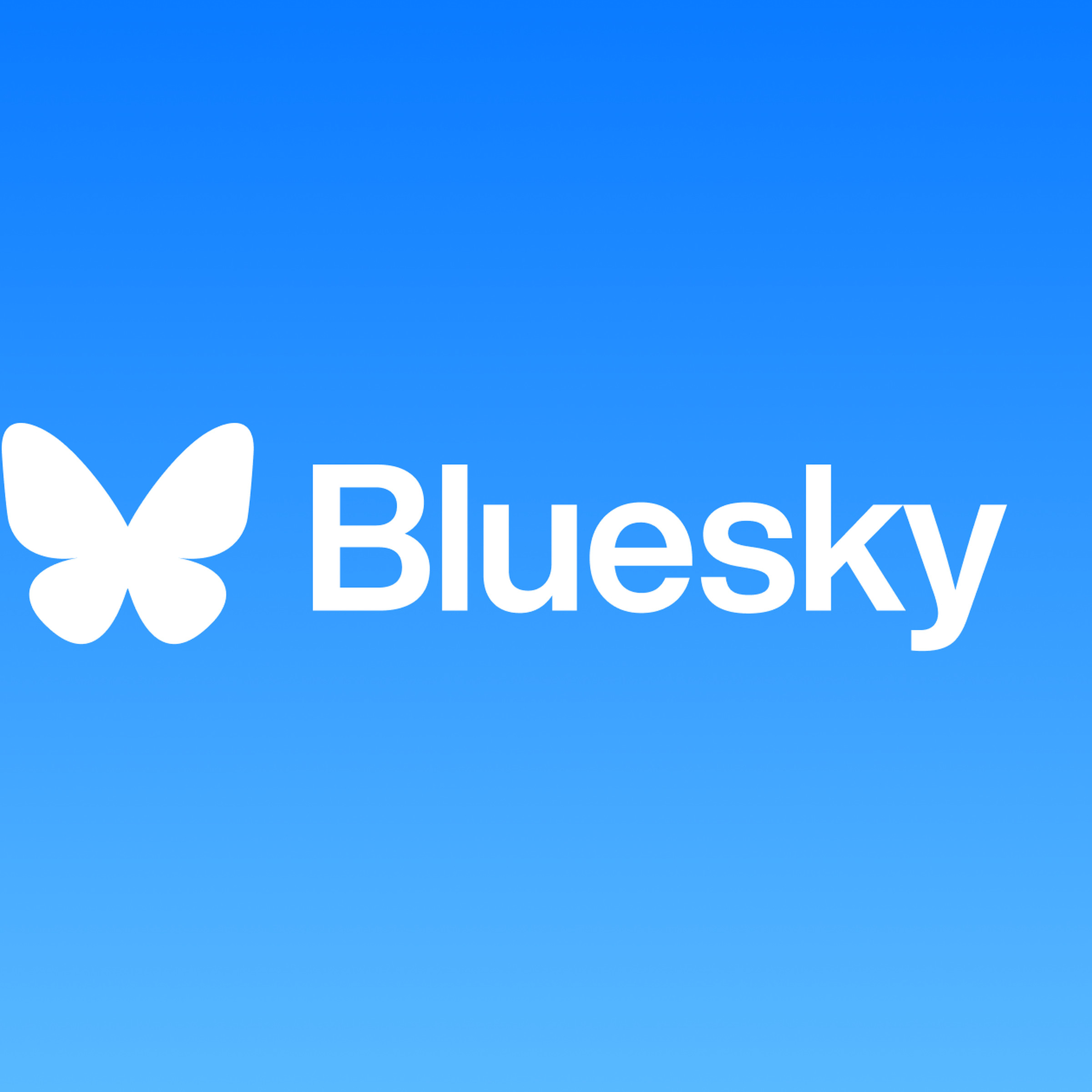 An image showing the Bluesky logo on a gradient blue background