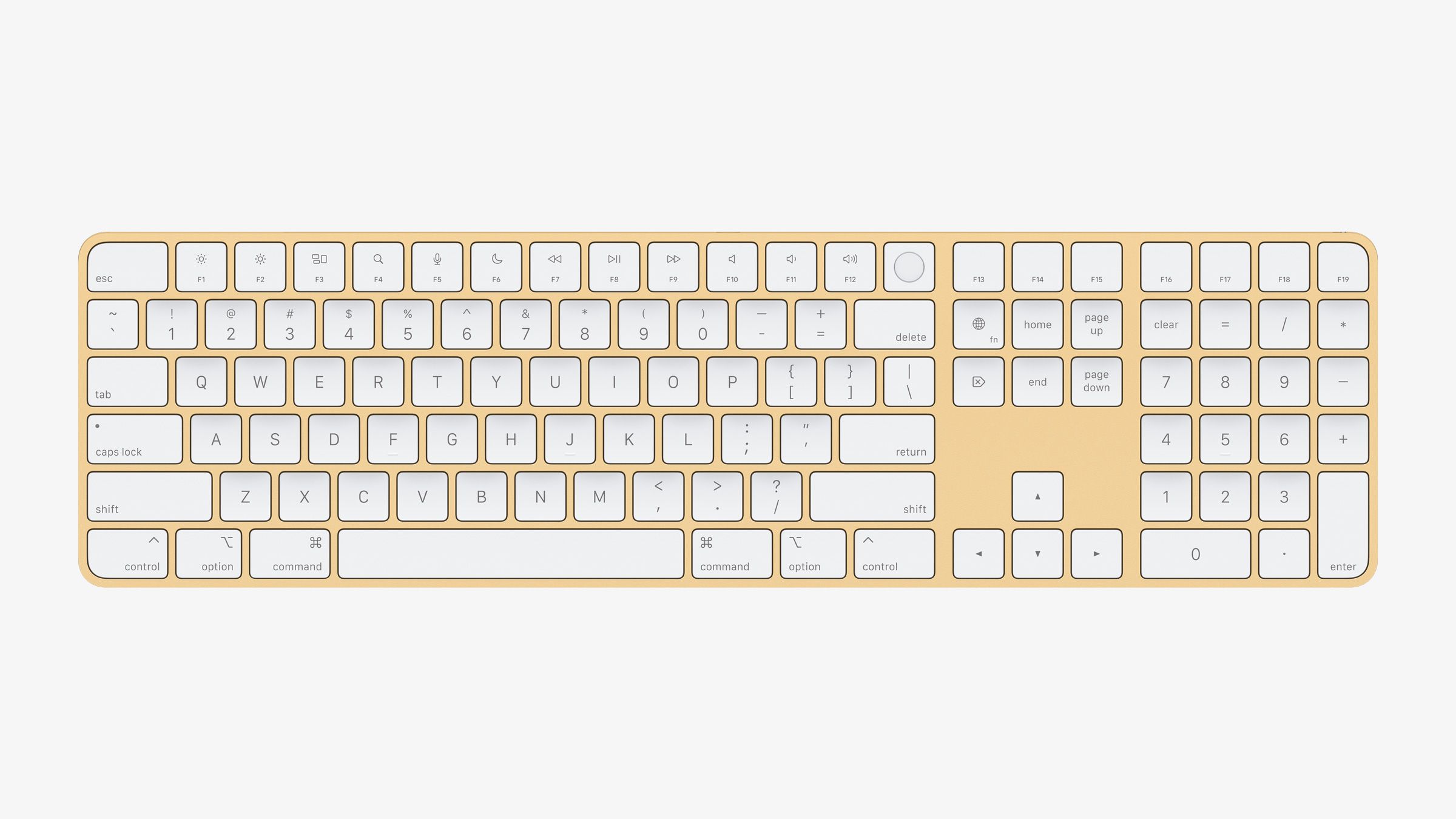 Apple’s new Magic Keyboard, with the weirdly rounded corner keys.
