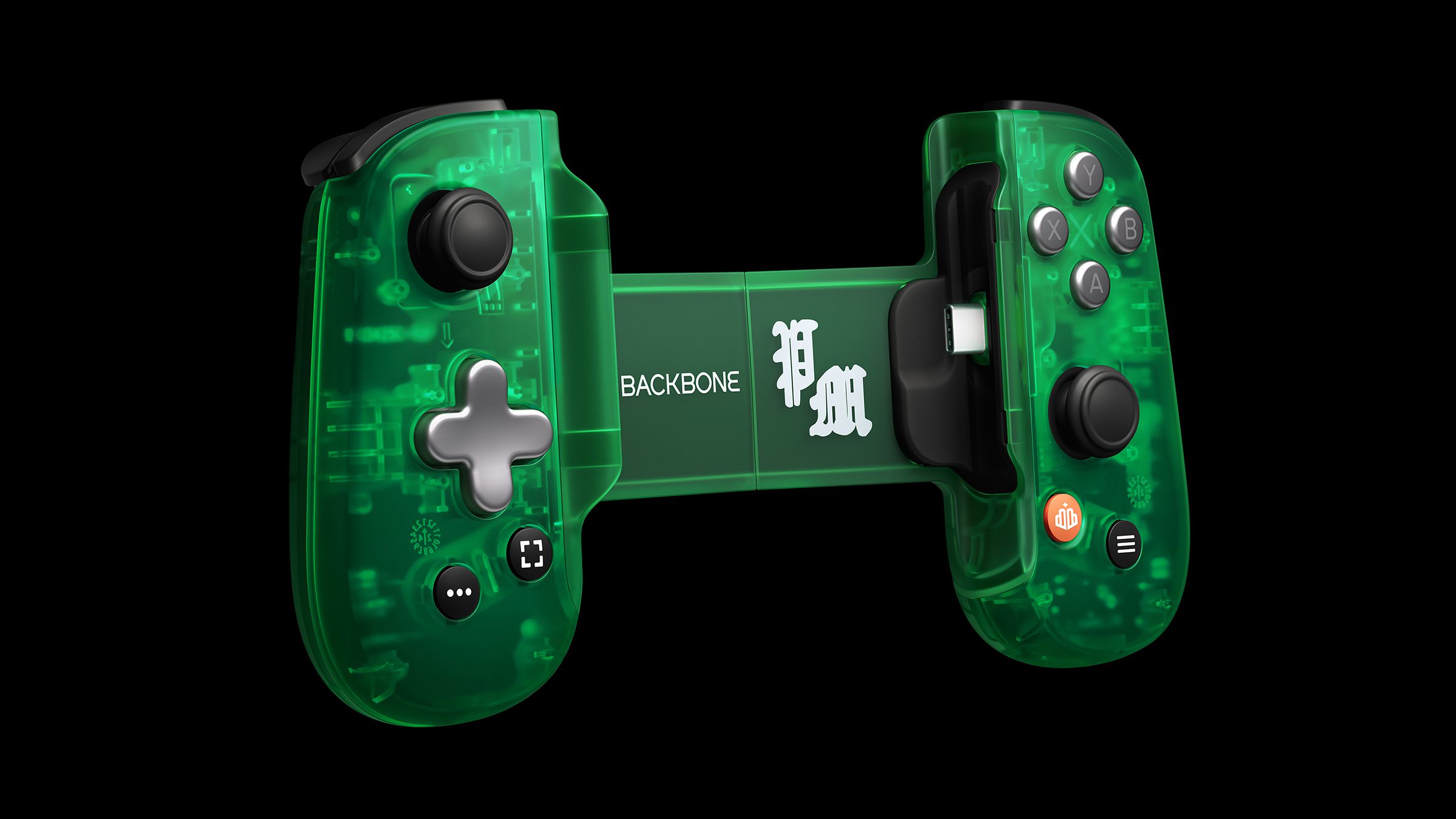 The Backbone&nbsp;One: Post Malone Limited Edition Controller without a smartphone attached.
