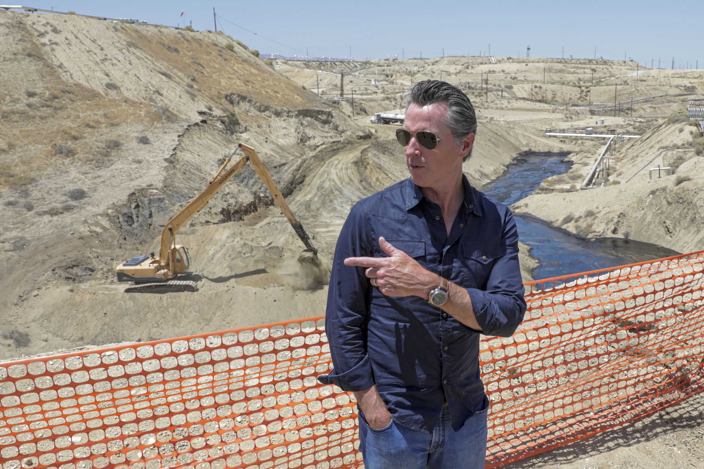 Gavin Newsom visits an oil field in California
