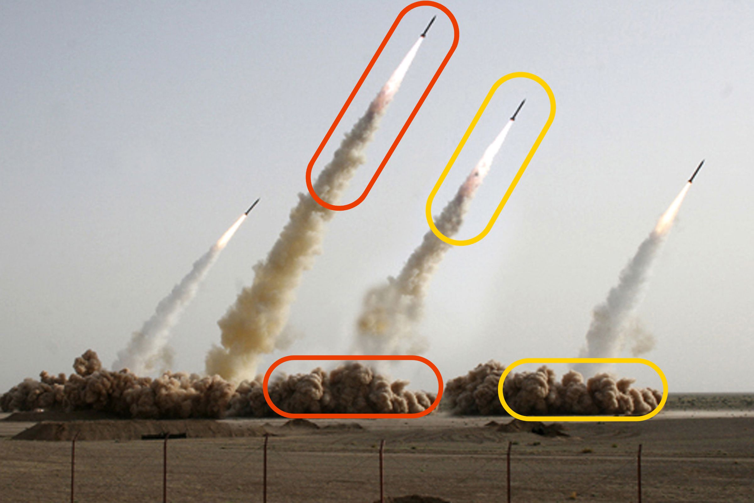 A famous edited image of a missile launch released by the Iranian government in 2008. (This image was not used in the training or testing of Adobe’s research project.) 