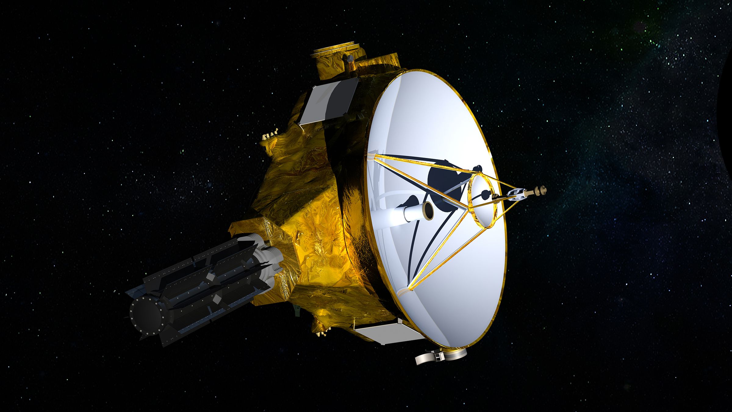 A rendering of NASA’s New Horizons spacecraft.