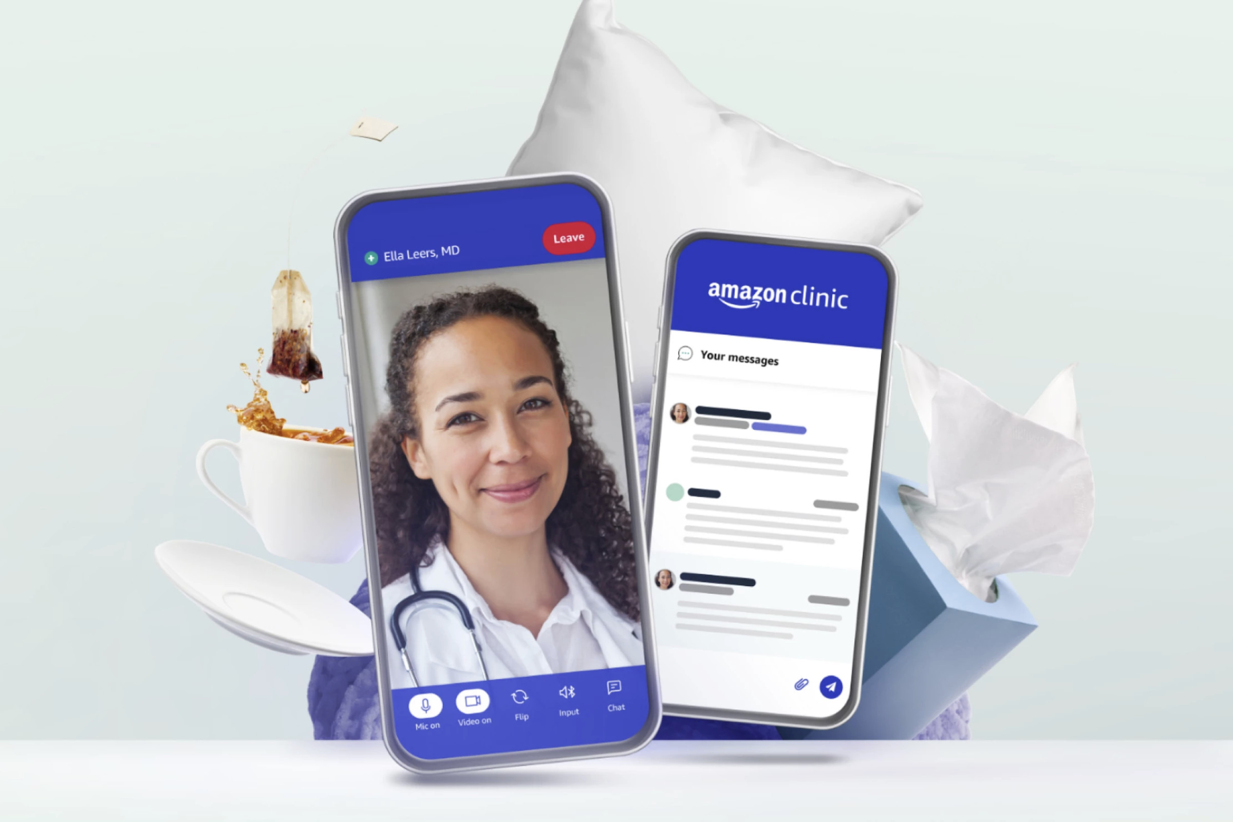 A picture of a doctor in a smartphone video call in Amazon Clinic.