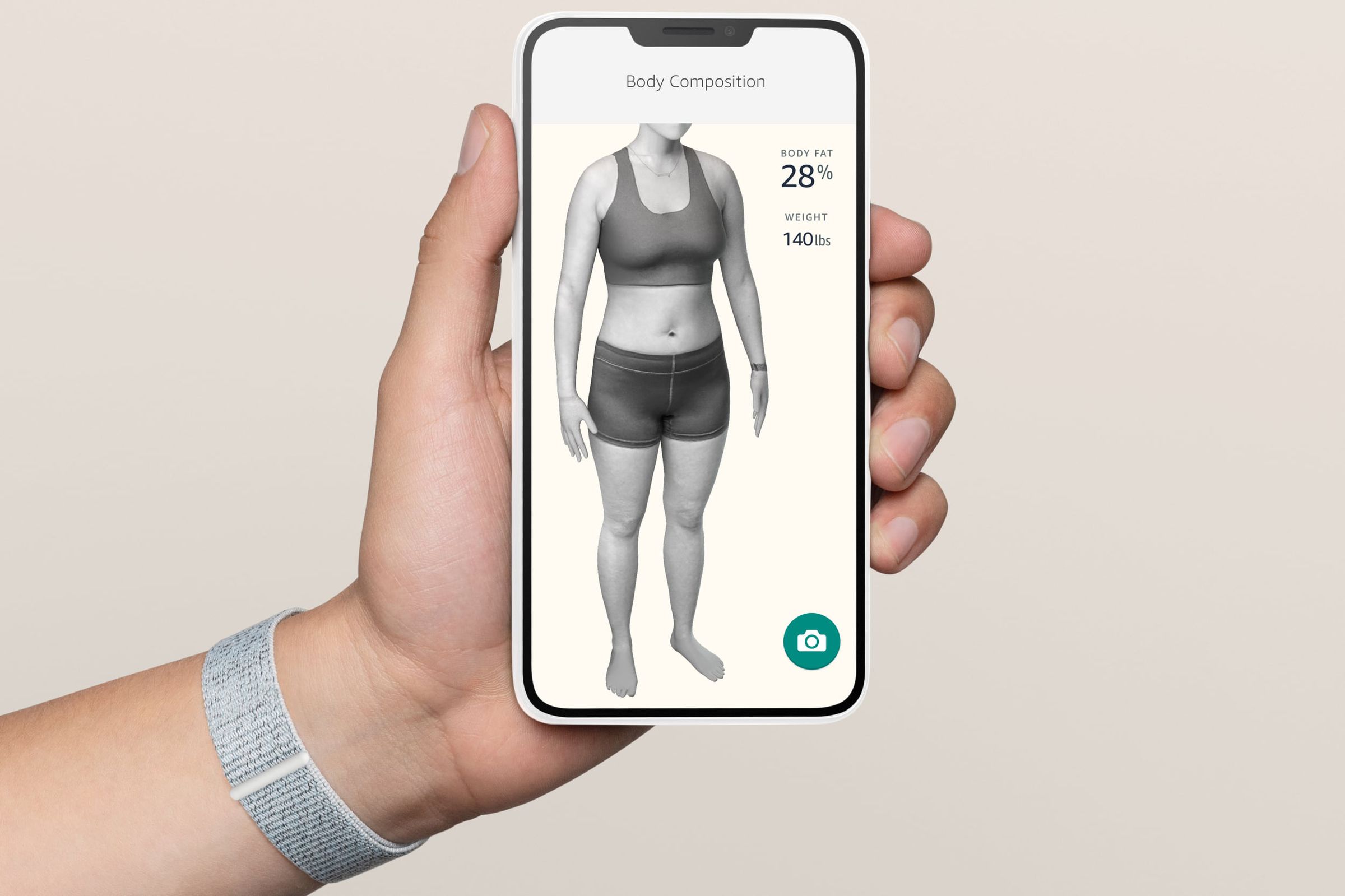 Halo’s body scanning feature, which calculates body fat percentage.