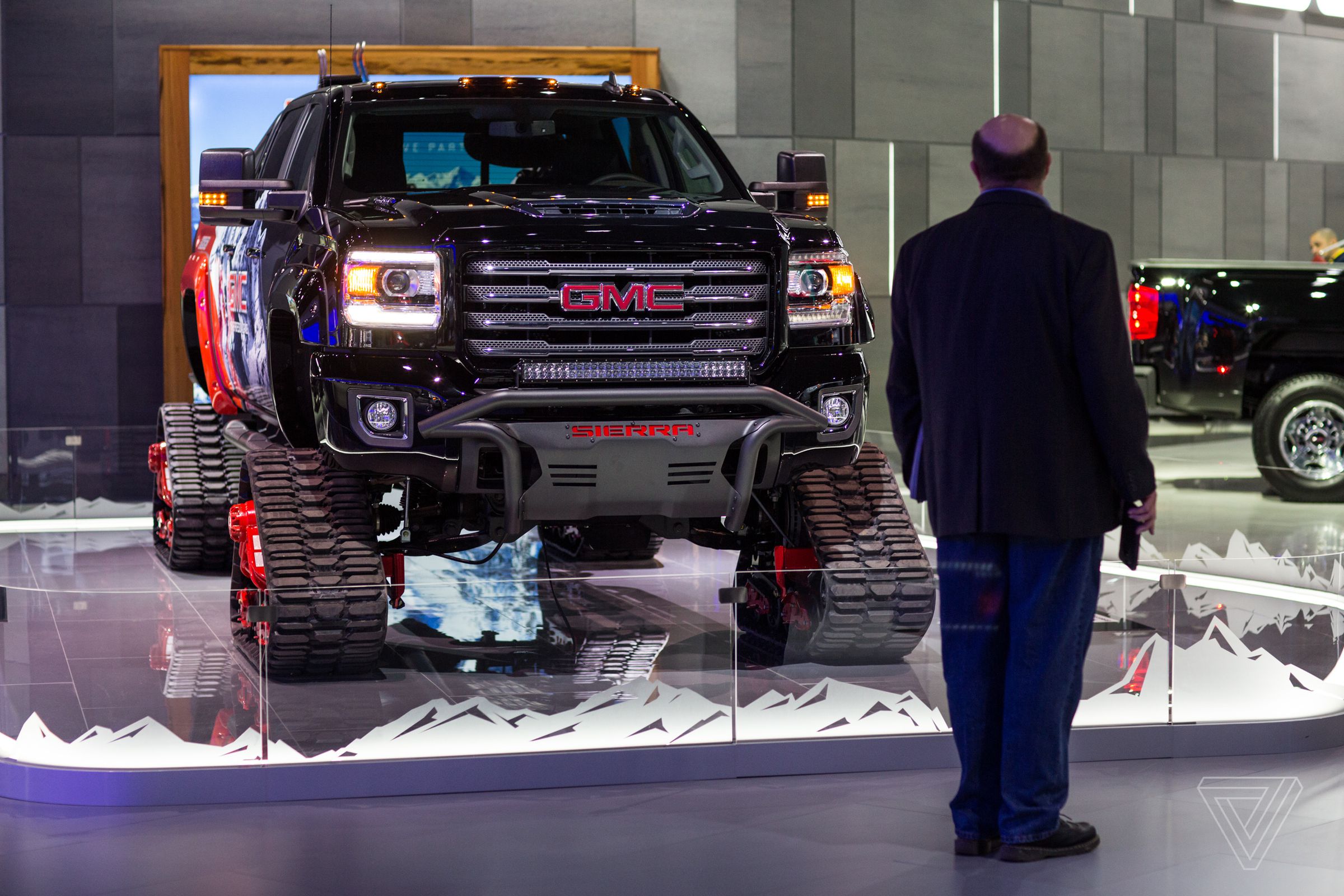GMC shows off a Sierra with snow treads.