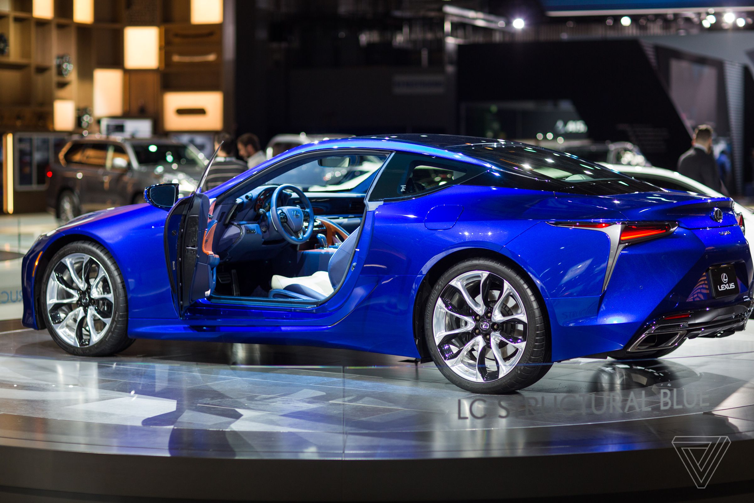 Not to be outdone, Lexus showed off an almost entirely blue version of the LC 500, which it designed in honor of a specific hue the company supposedly took 15 years to develop. Thanks? 