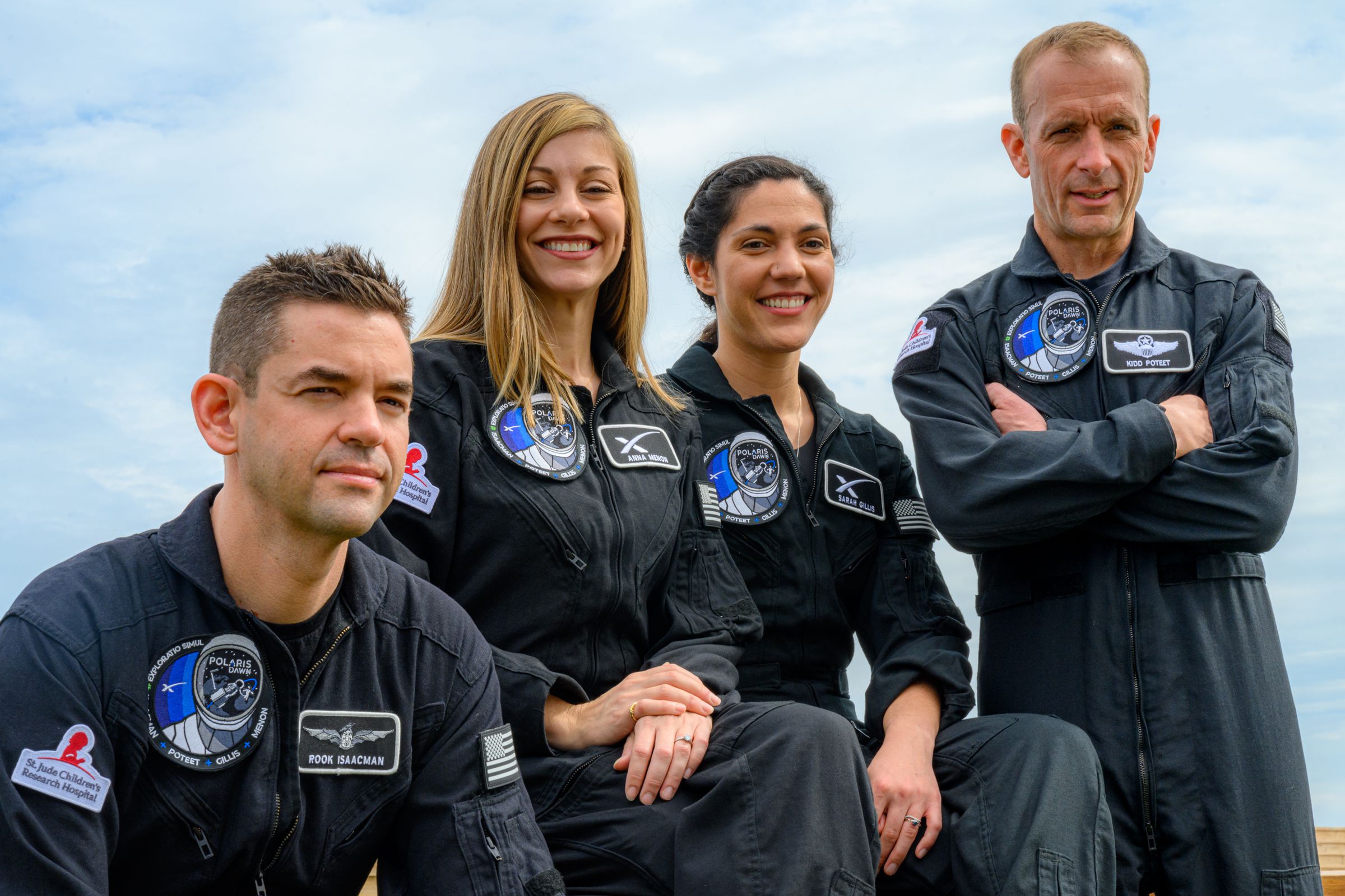 Jared Isaacman (left) and the rest of the Polaris Dawn crew