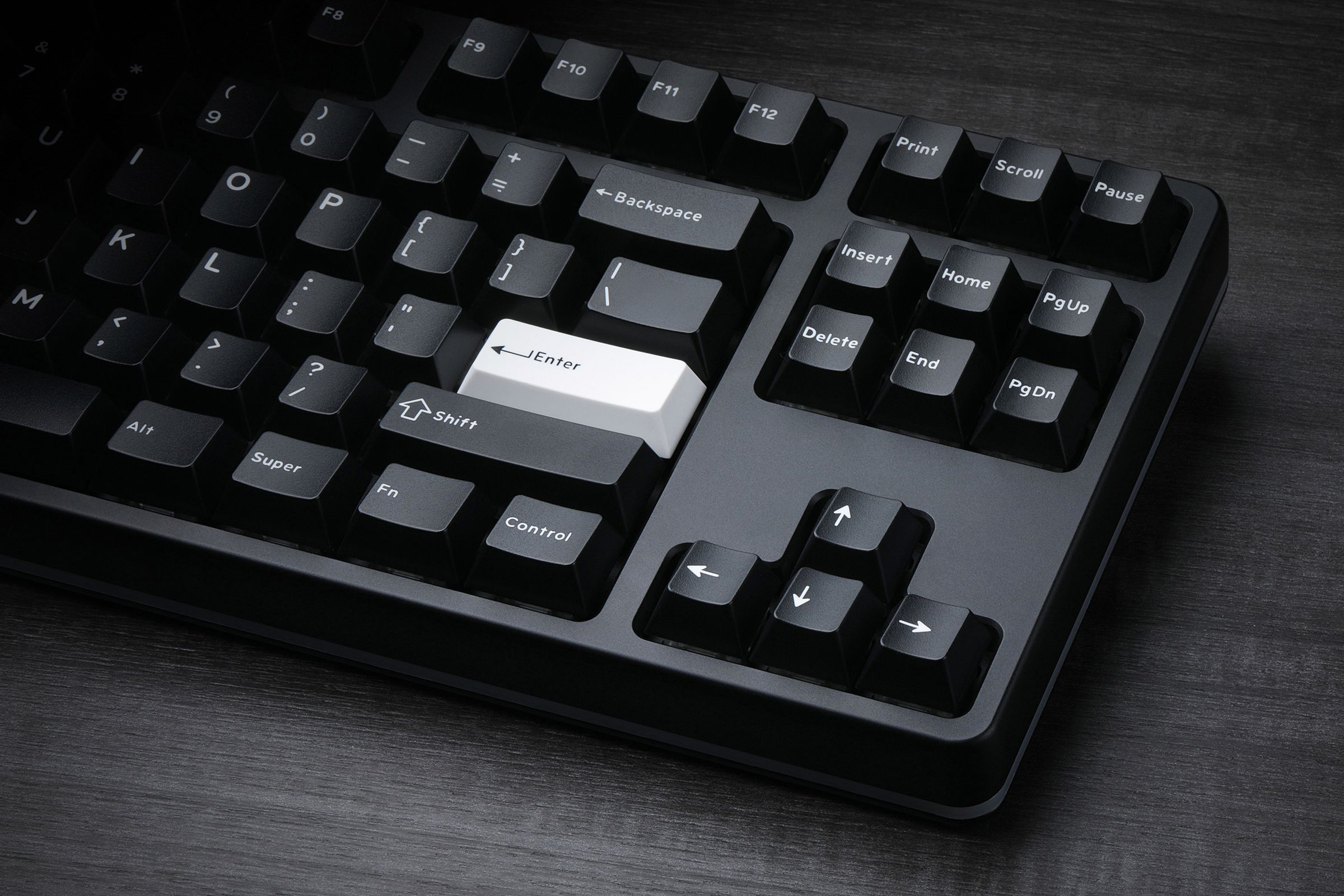 Drop’s new white-on-black DCX keycaps.