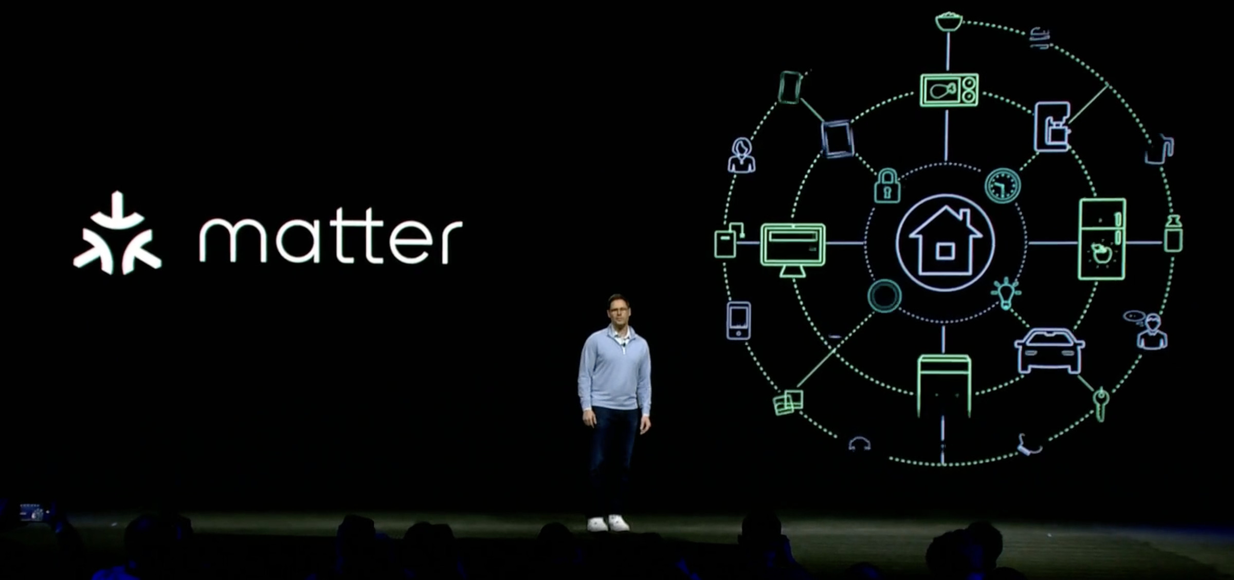 Mark Benson, the new head of Samsung SmartThings US, on stage at CES 2022 discussing plans for the adoption of Matter.