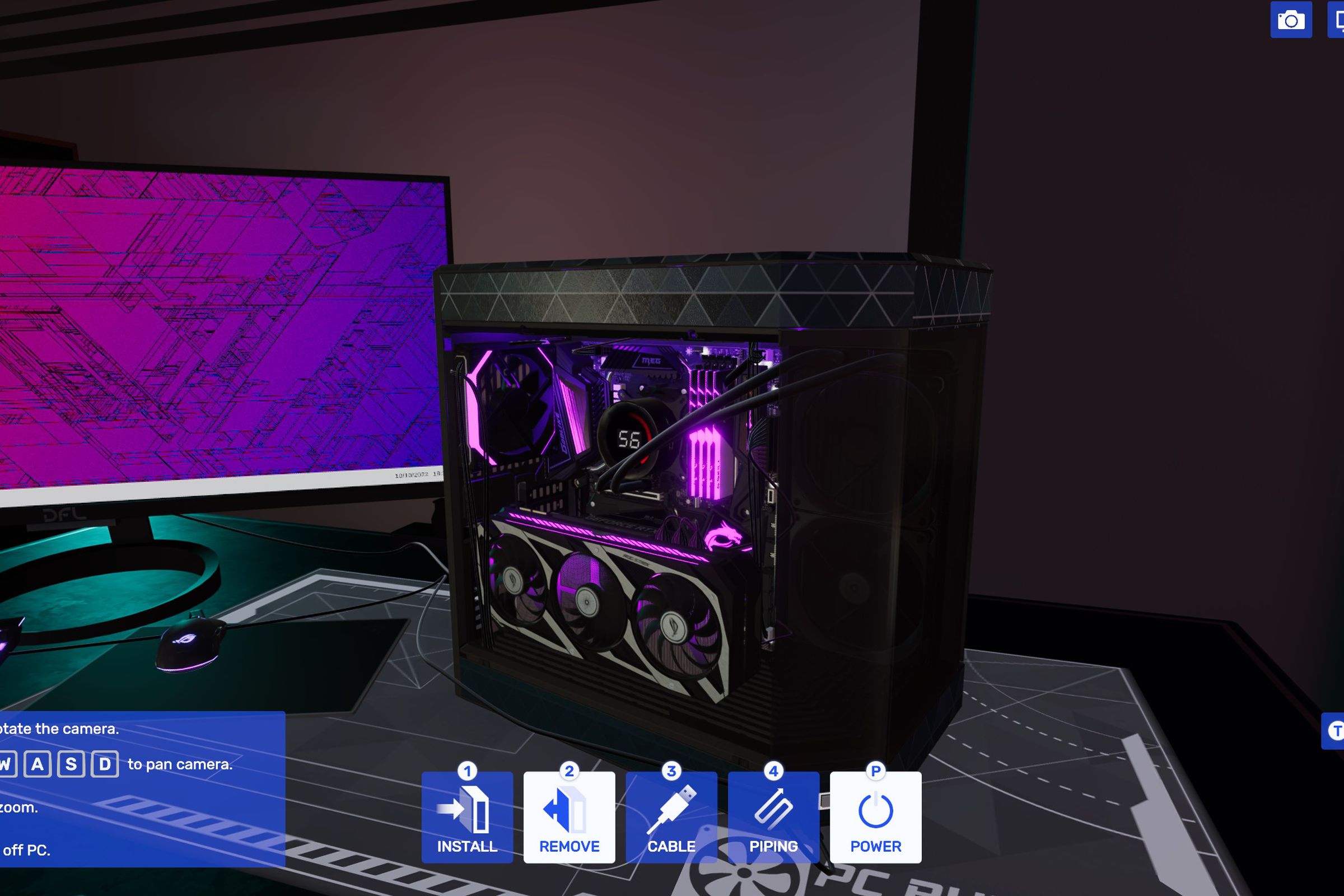 A screenshot of PC Building Simulator 2, showing a completed PC build