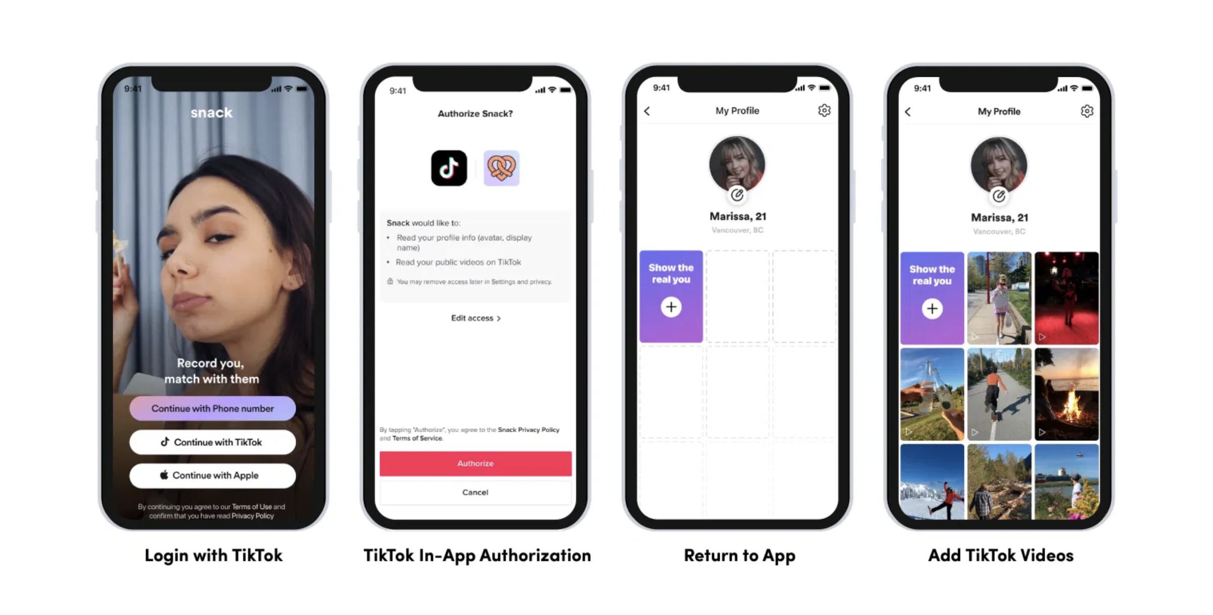 An example of the Login with TikTok experience.