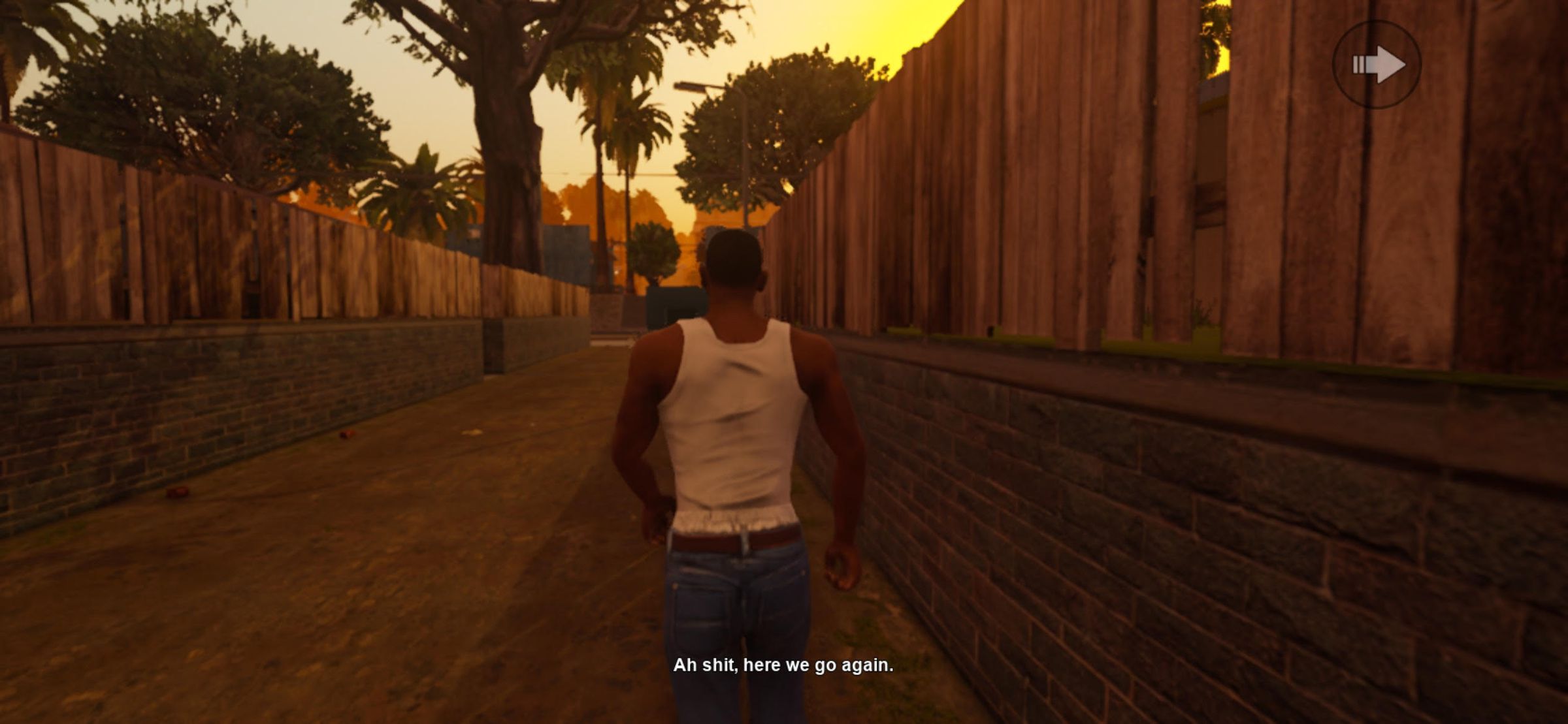 A screenshot from the mobile version of Grand Theft Auto: San Andreas.