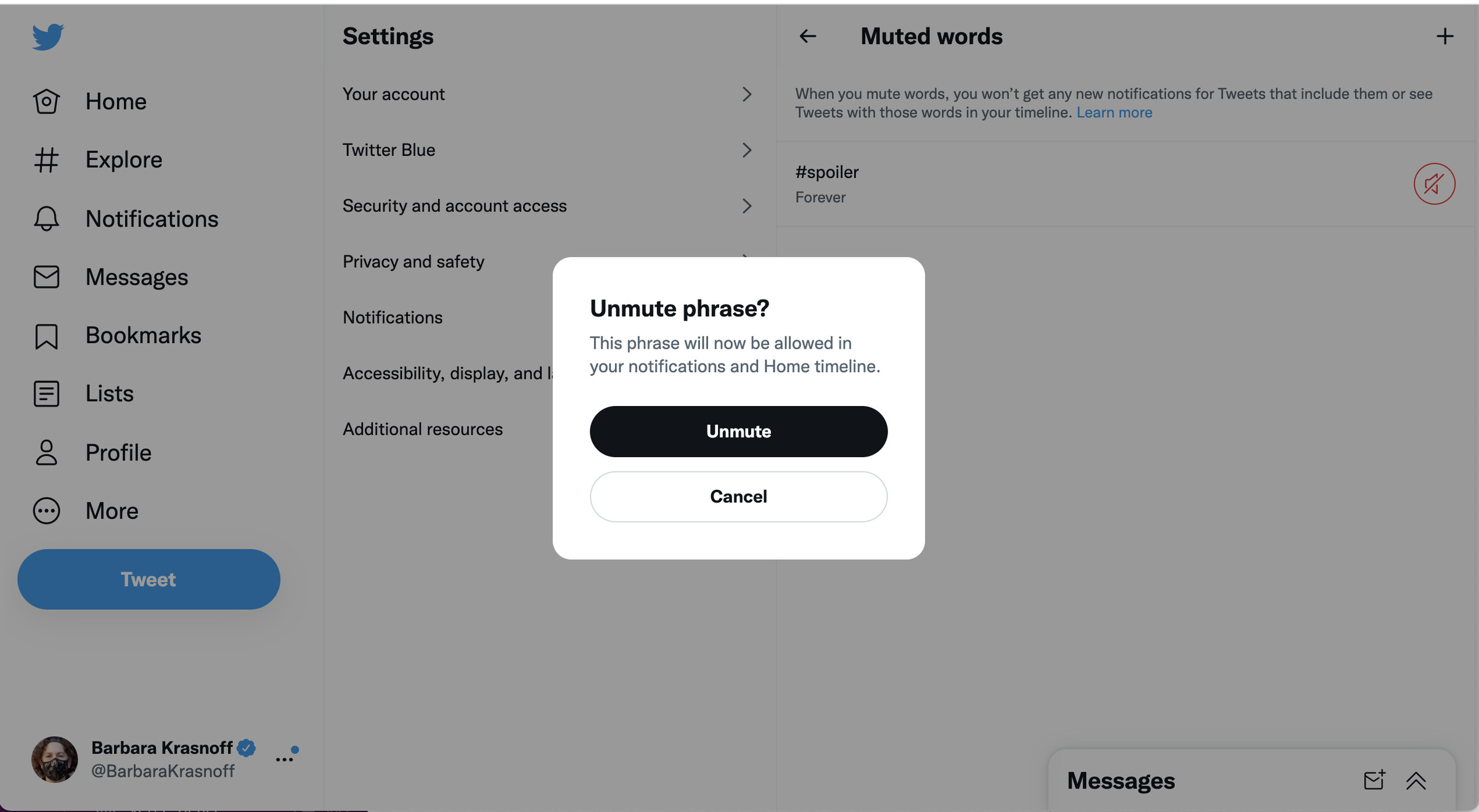 It’s simple to go back and unmute a word or phrase.