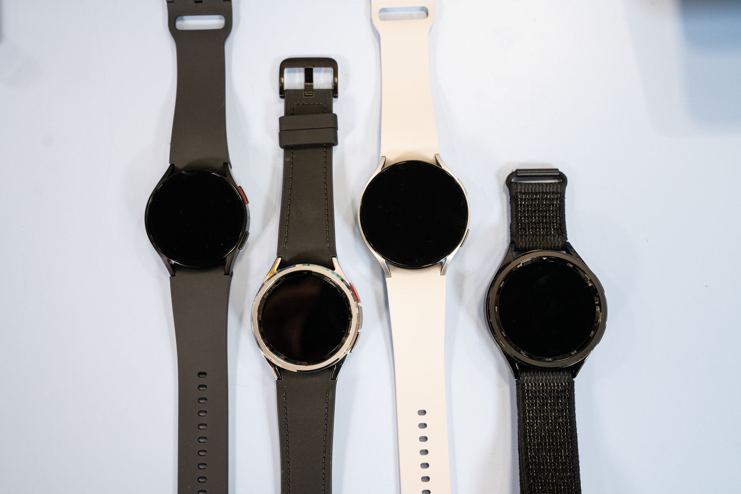 All four models of the Galaxy Watch 6 series in size ascending order.